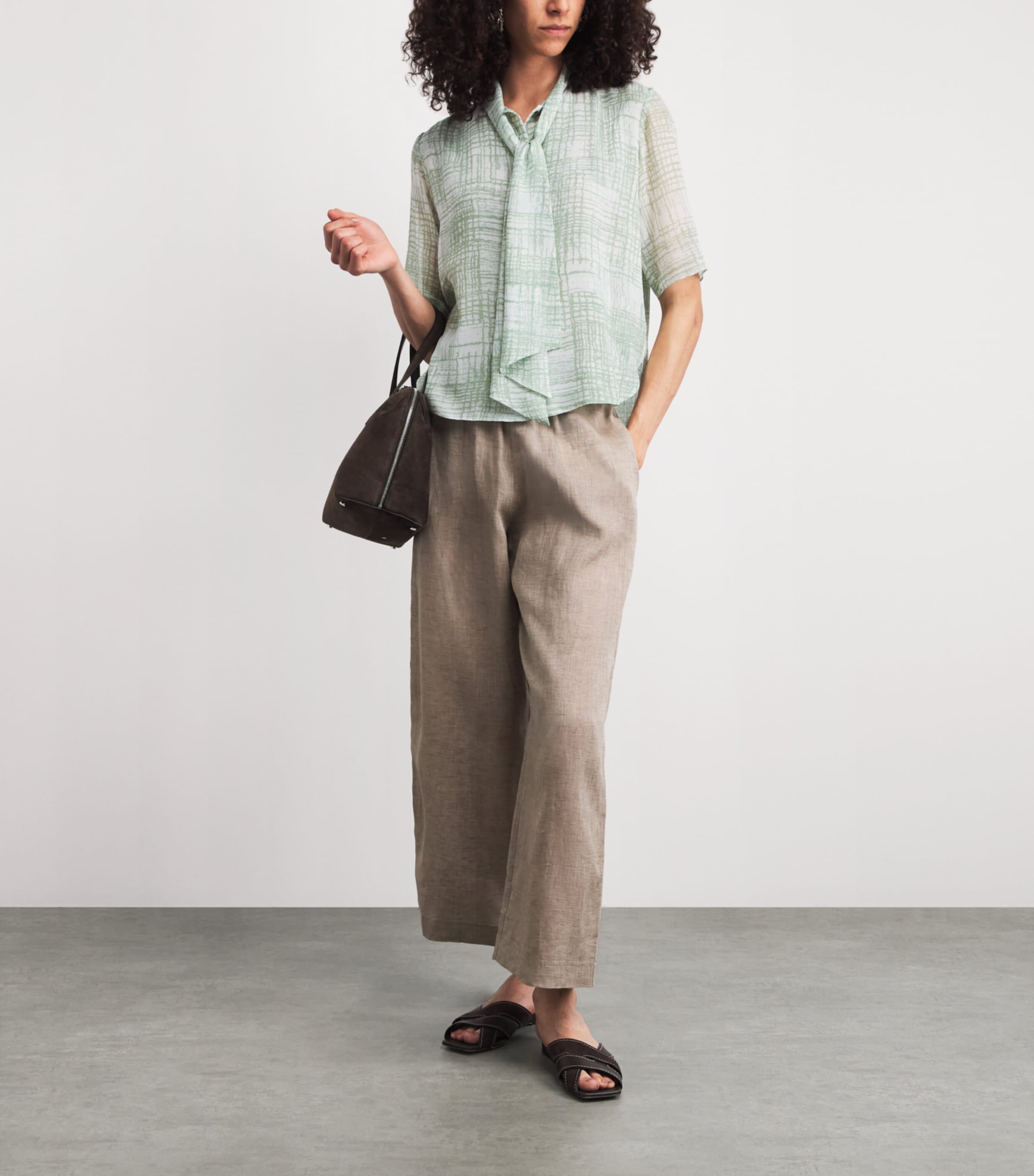 Kiton Womens Silk Printed Shirt Mint Green Image 2