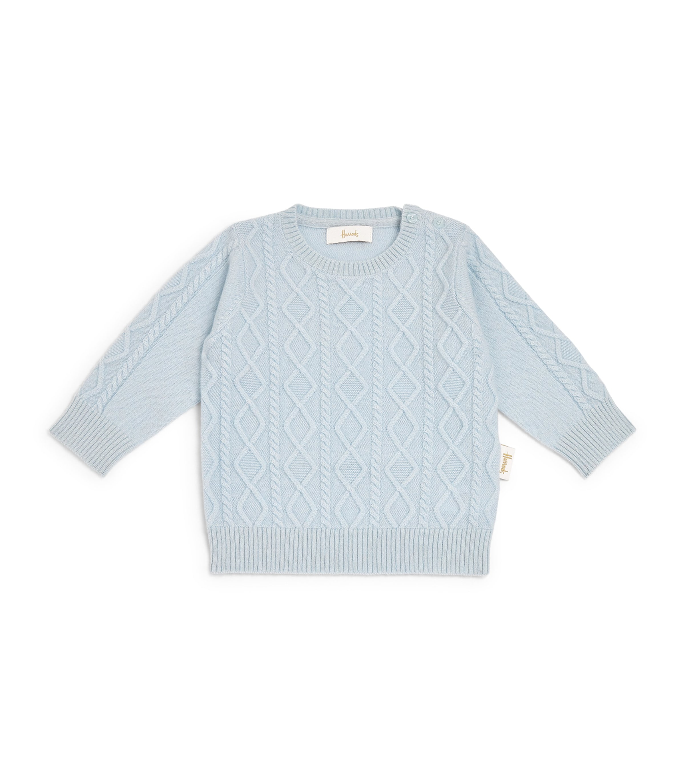 Harrods Cashmere Cable-knit Sweater In Blue