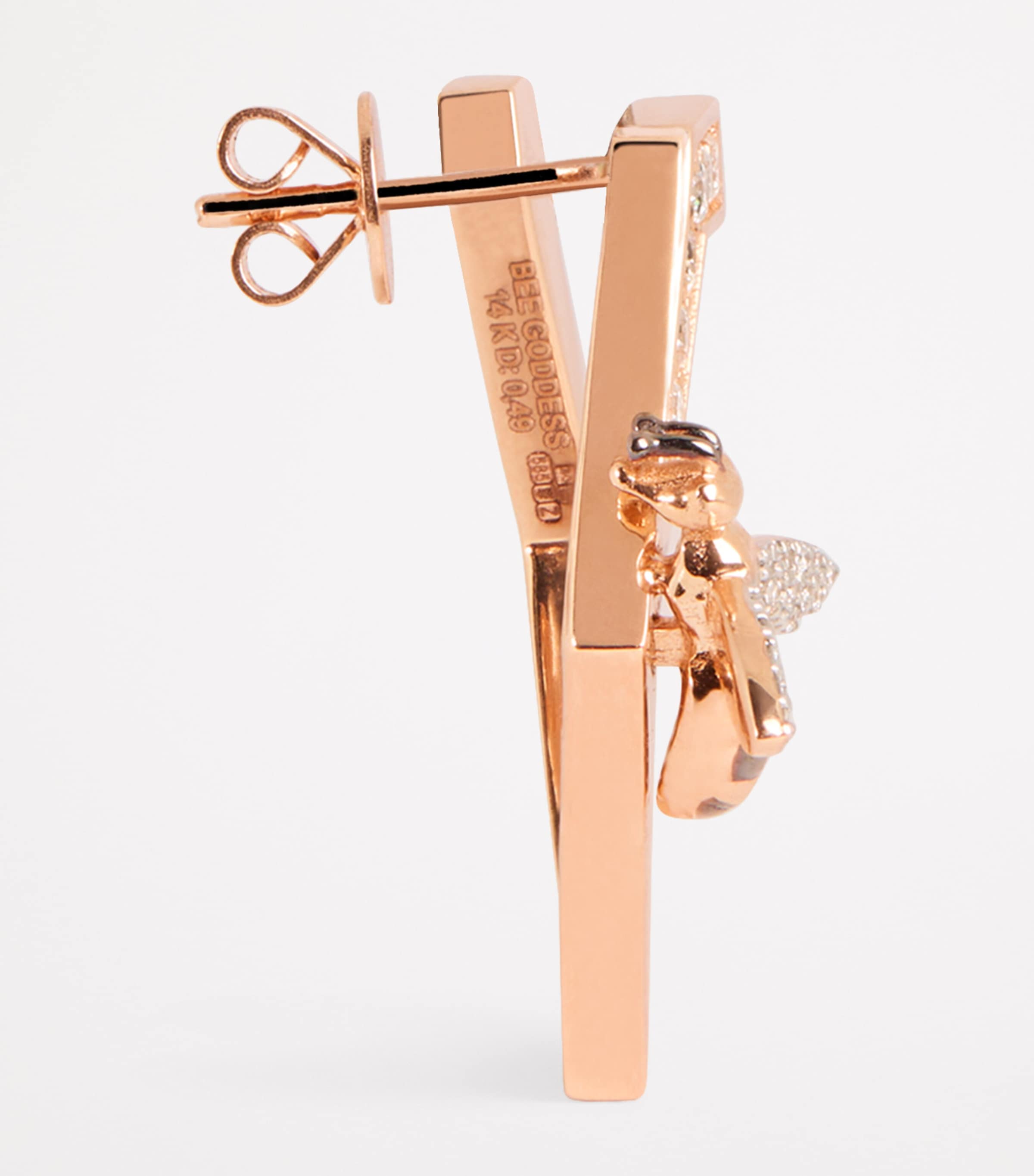 Rose Gold and Diamond Honeycomb Bee Earrings ROSE GOLD Image 4