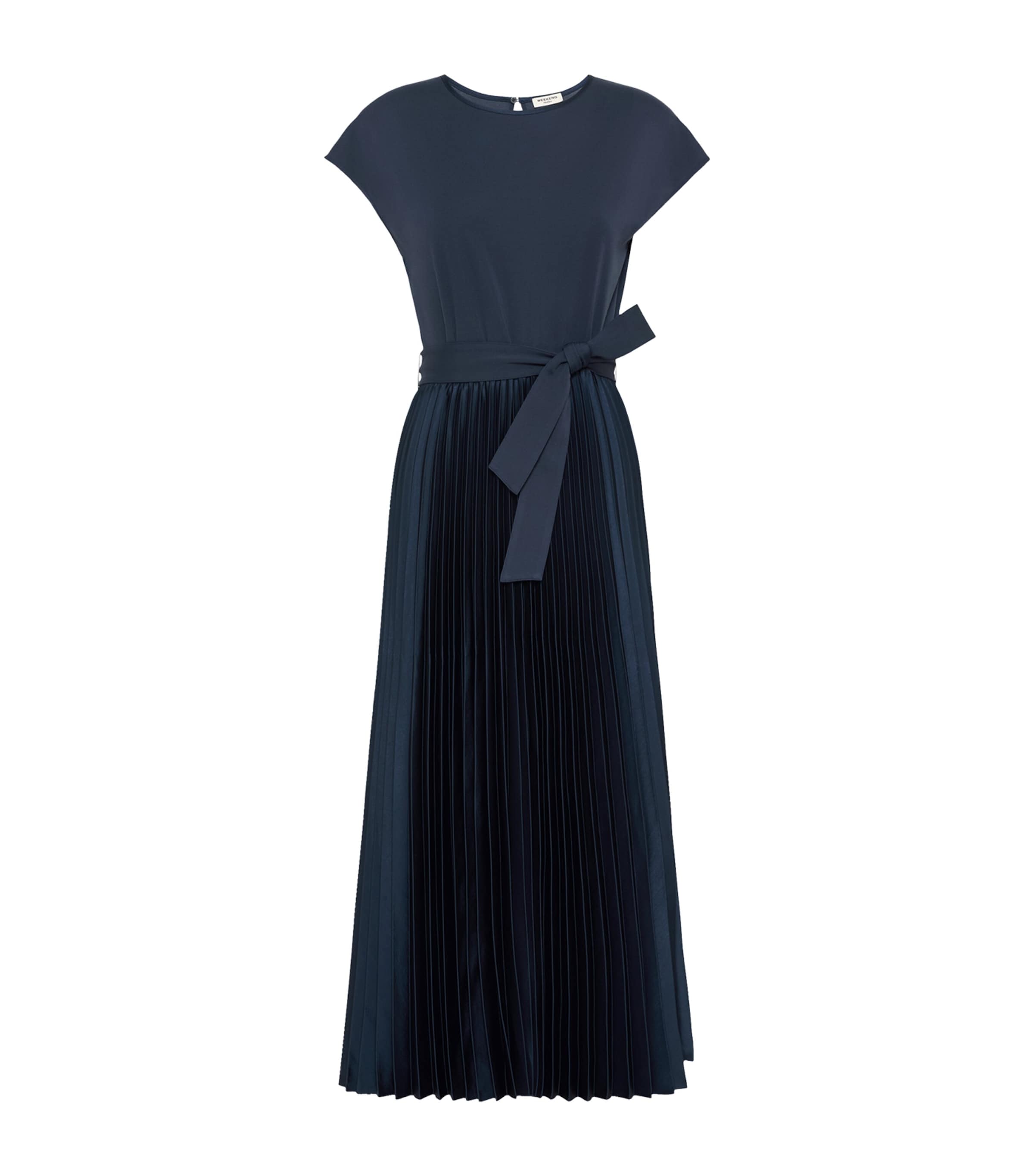 Weekend Max Mara Womens Short-Sleeve Pleated Midi Dress Navy Image 1