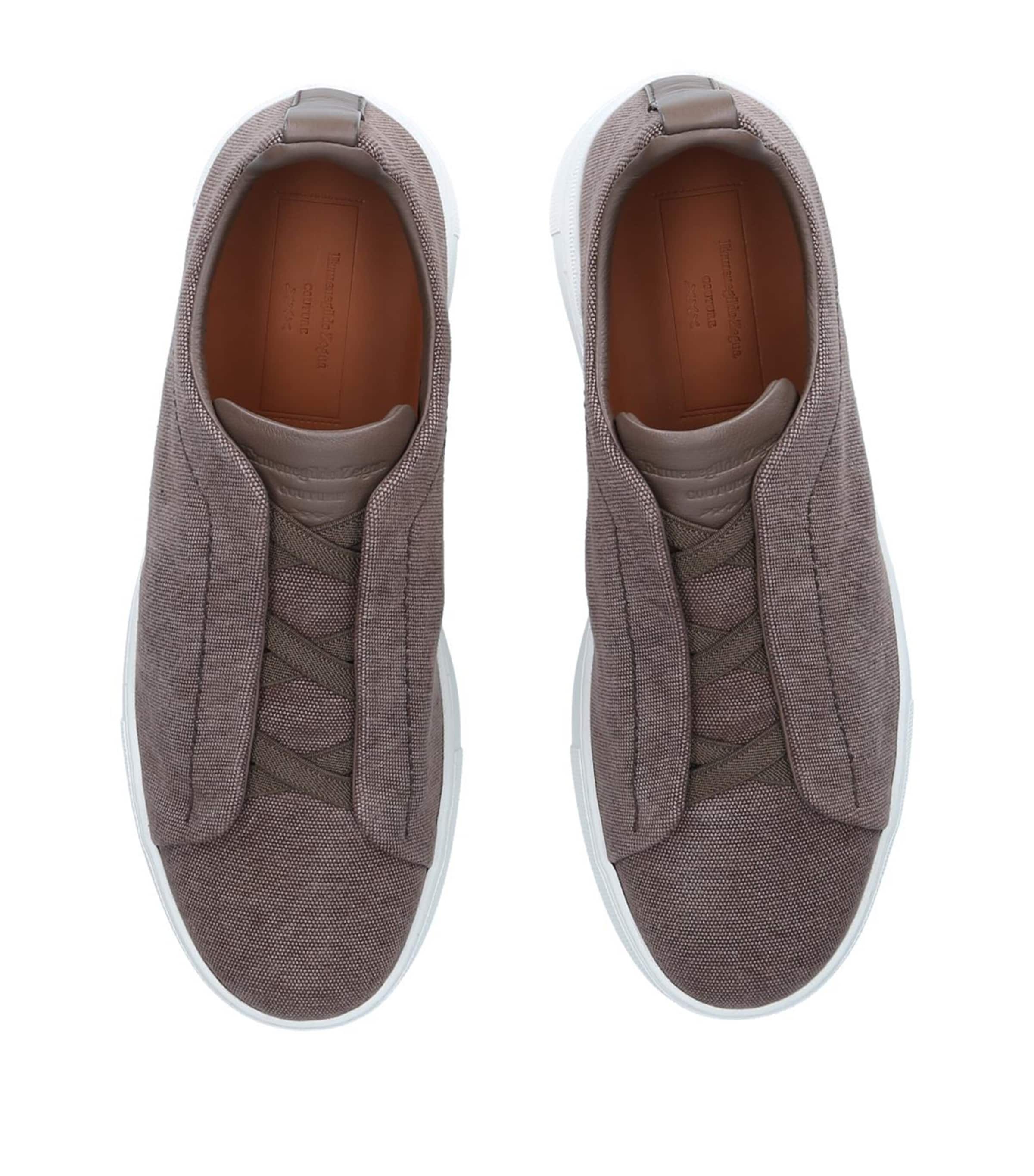 Canvas Triple Stitch Sneakers BROWN Image 4