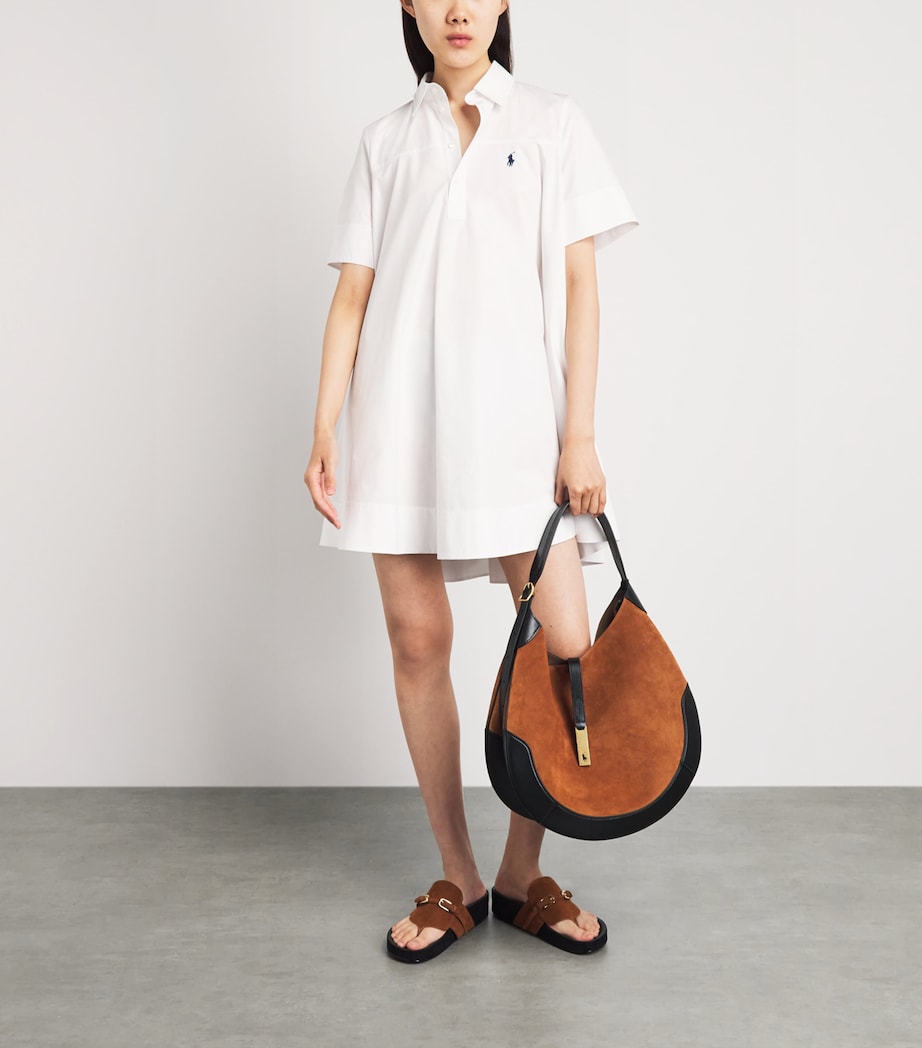 Polo Ralph Lauren Womens Cotton Babydoll Mini Shirt Dress White Image 2
