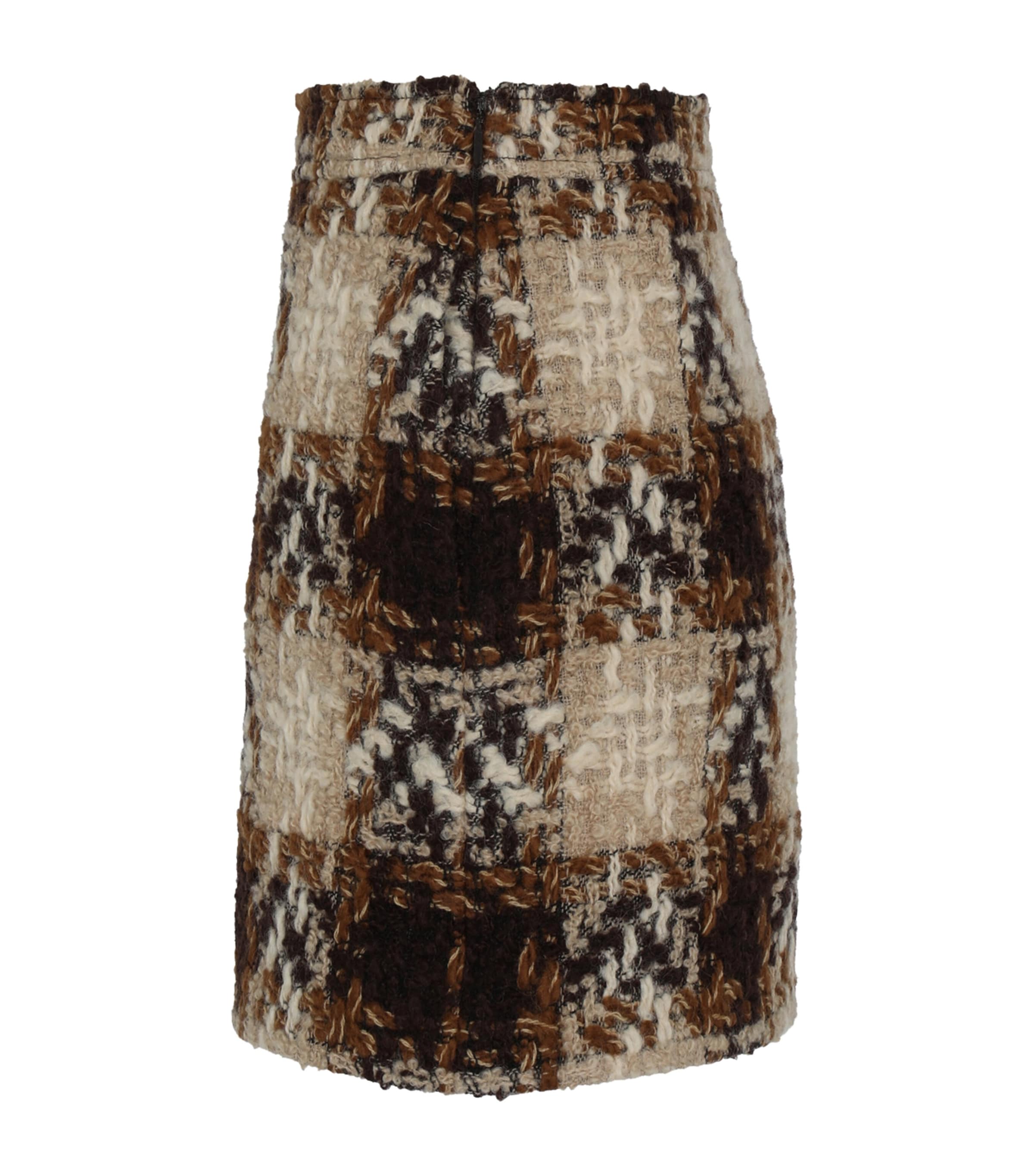 Saint Laurent Womens Wool Tweed Check Mini Skirt Image 2