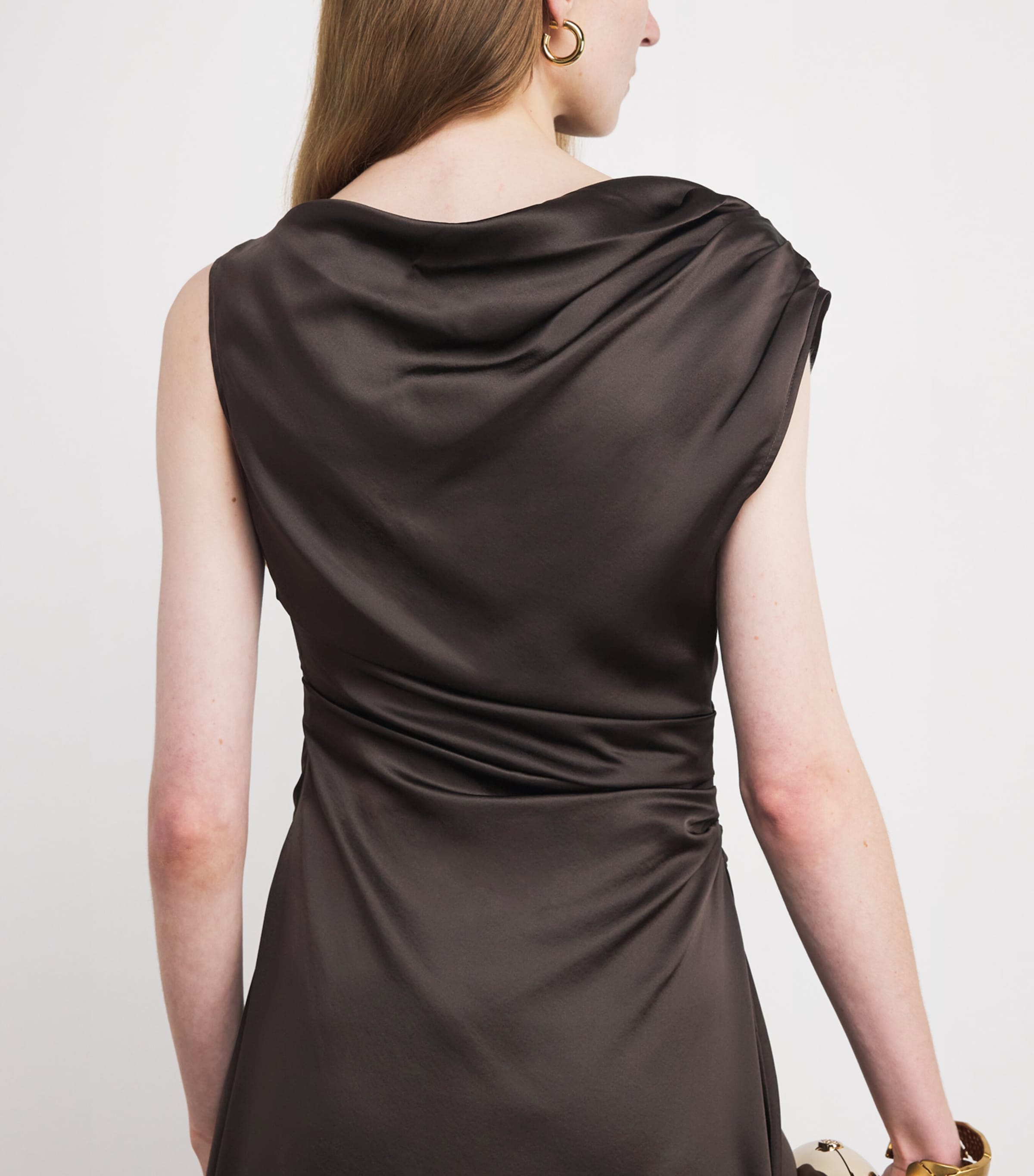 STAUD Womens Silk-Blend Phare Midi Dress Earth Eart Image 6