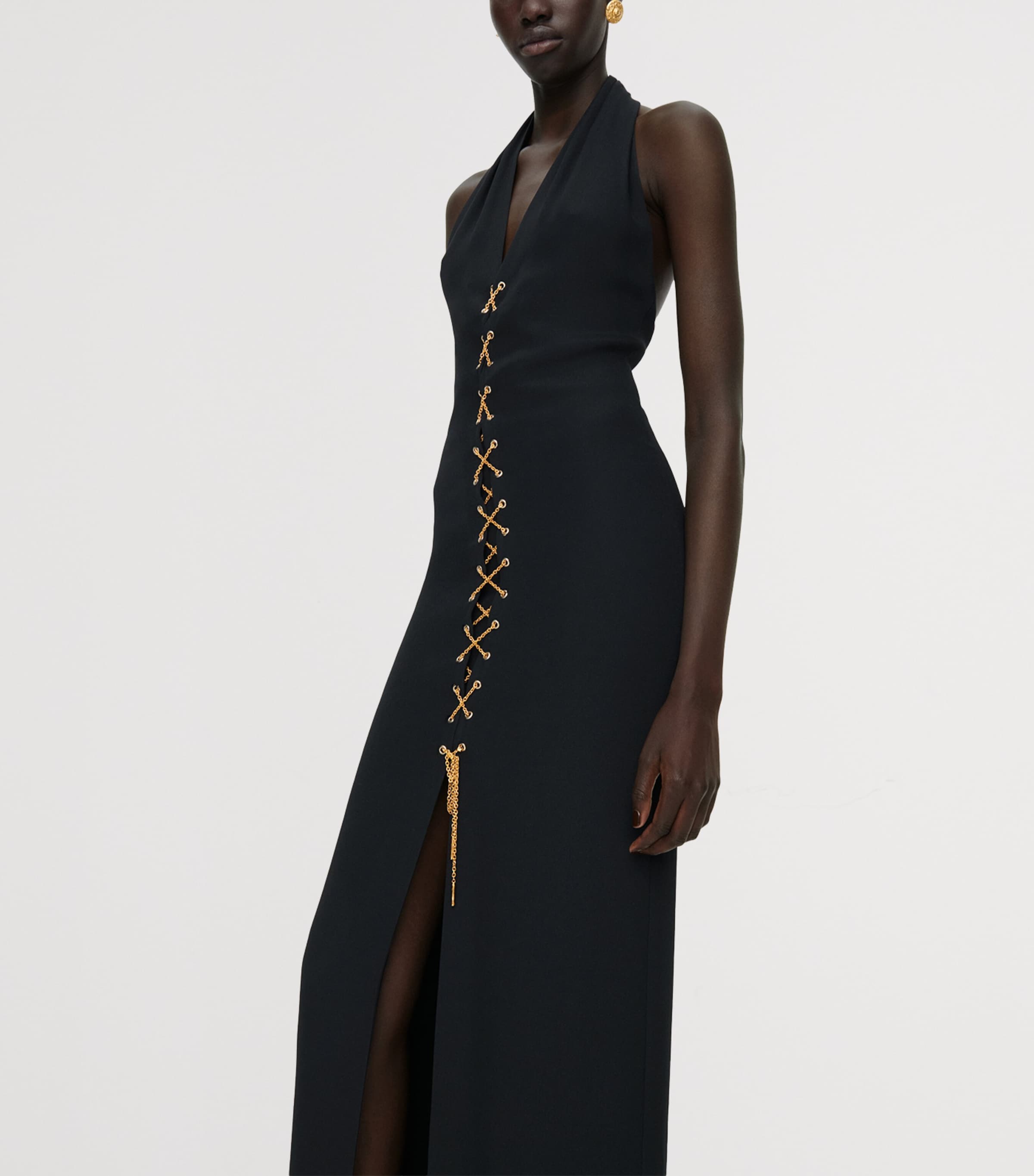 Schiaparelli Womens Laced Halterneck Maxi Gown Black Image 3