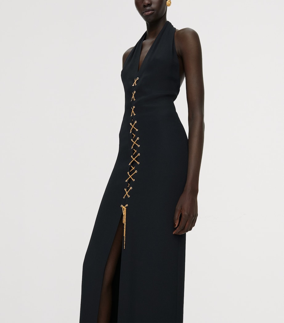 Schiaparelli Womens Laced Halterneck Maxi Gown Black Image 3