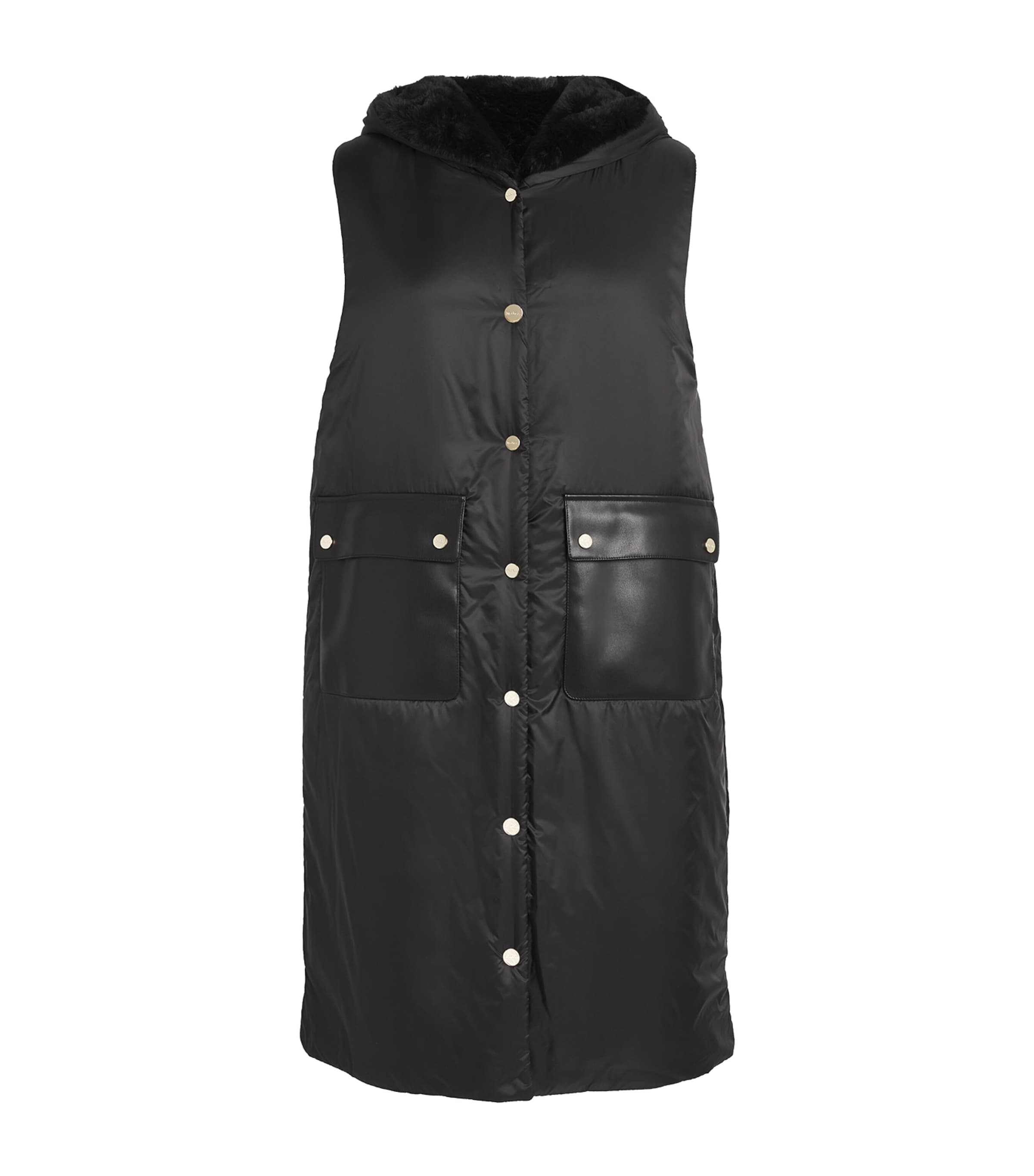 Shop Max Mara Long Reversible Gilet In Black