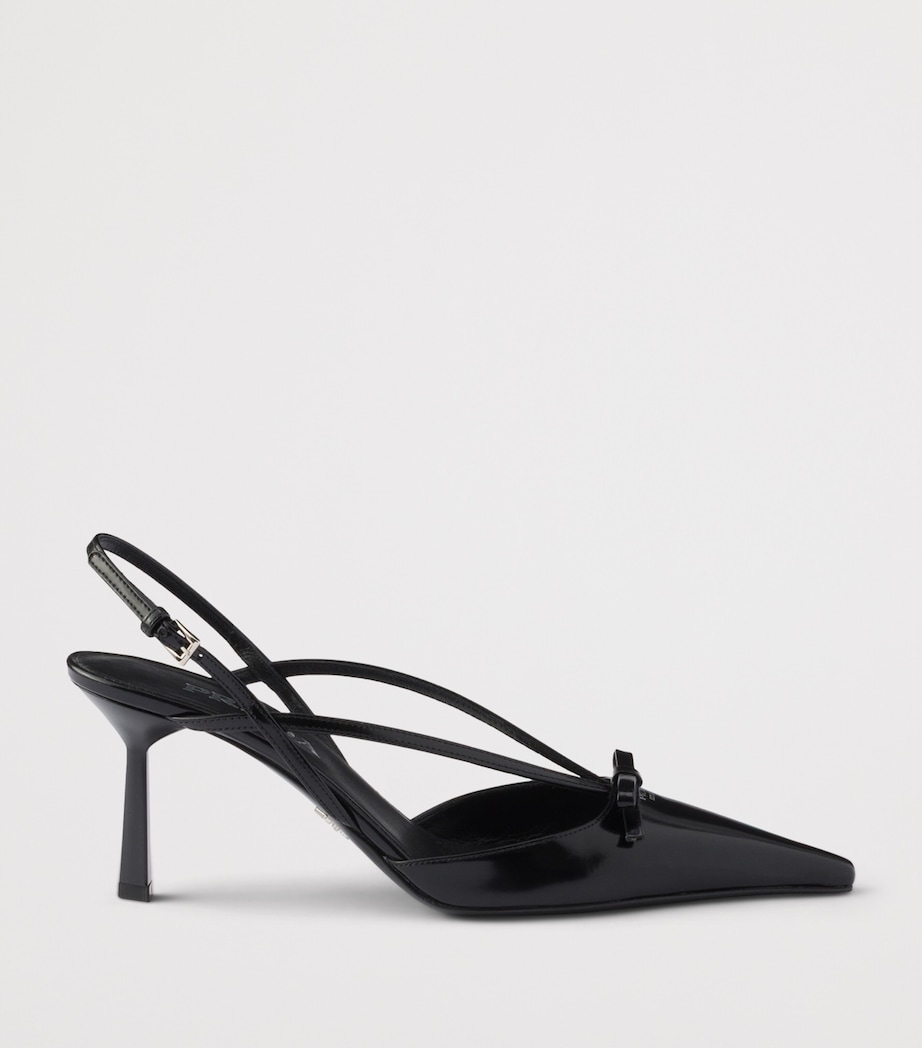 Prada Brushed Leather Slingback Pumps 75 Black Image 2