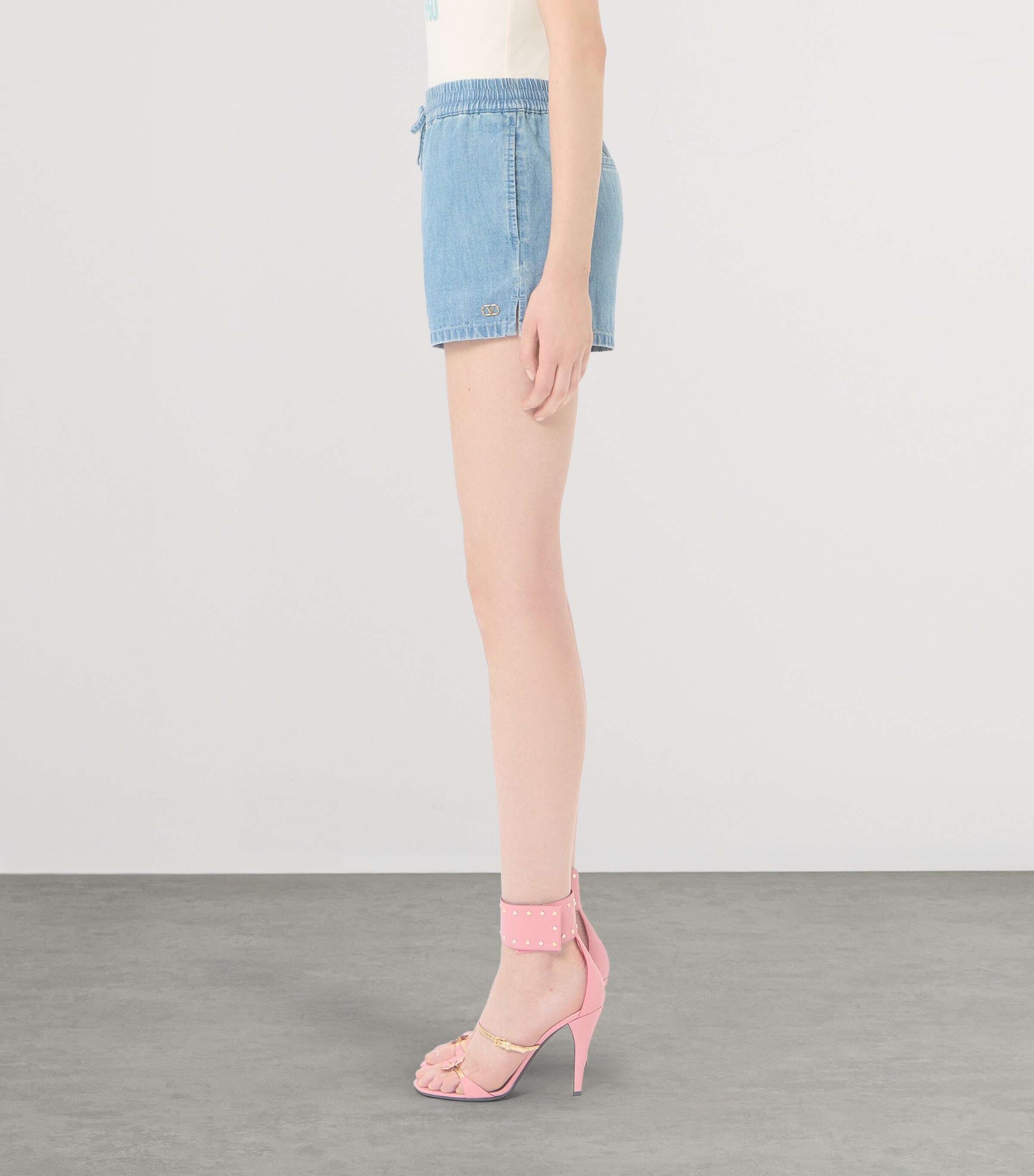 Valentino Womens Drawstring Denim Shorts Flx Image 4