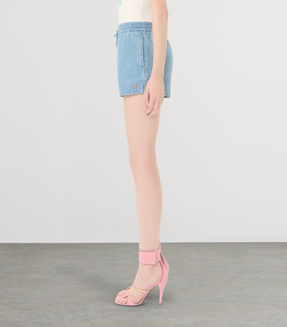 Valentino Womens Drawstring Denim Shorts Flx Image 4