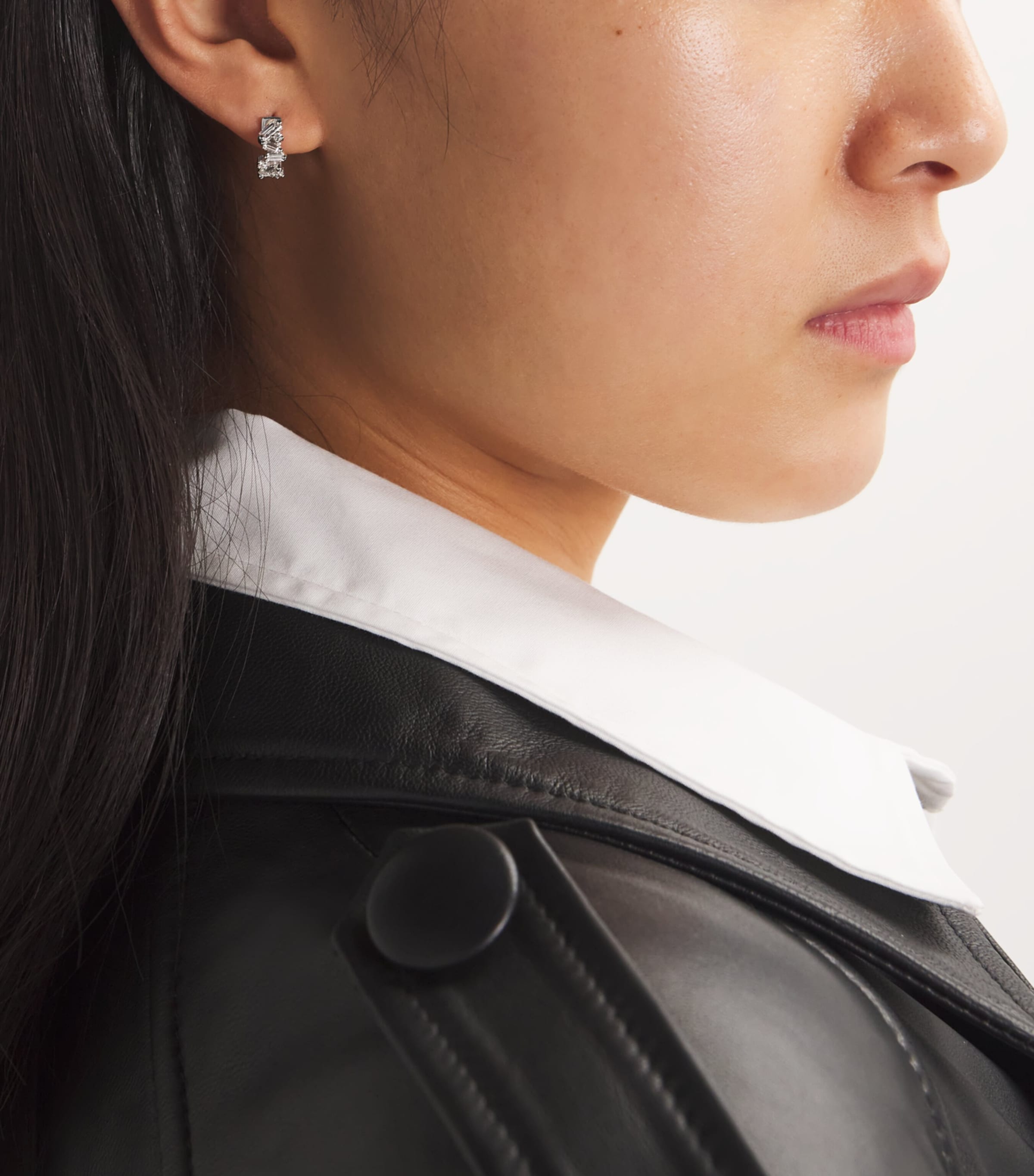 White Gold and Diamond Frenzy Huggie Earrings 18K WG/WD Image 2