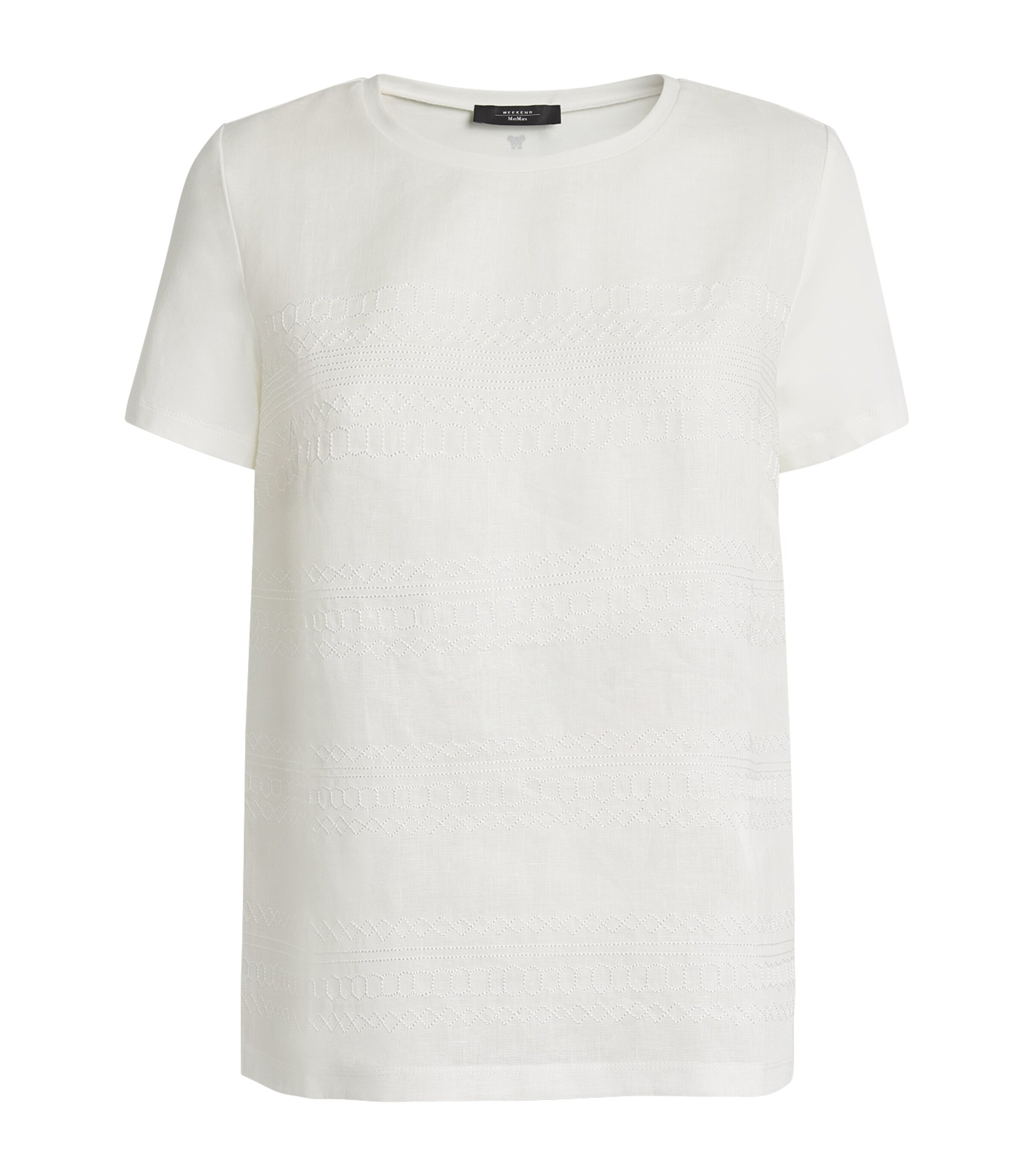 Weekend Max Mara Womens Stretch-Cotton Embroidered T-Shirt White Image 1