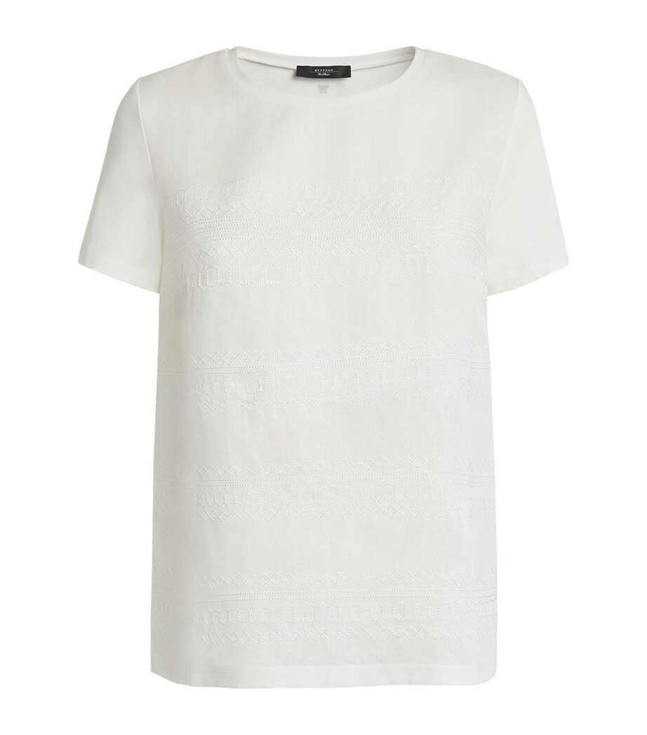 Weekend Max Mara Womens Stretch-Cotton Embroidered T-Shirt White Image 1