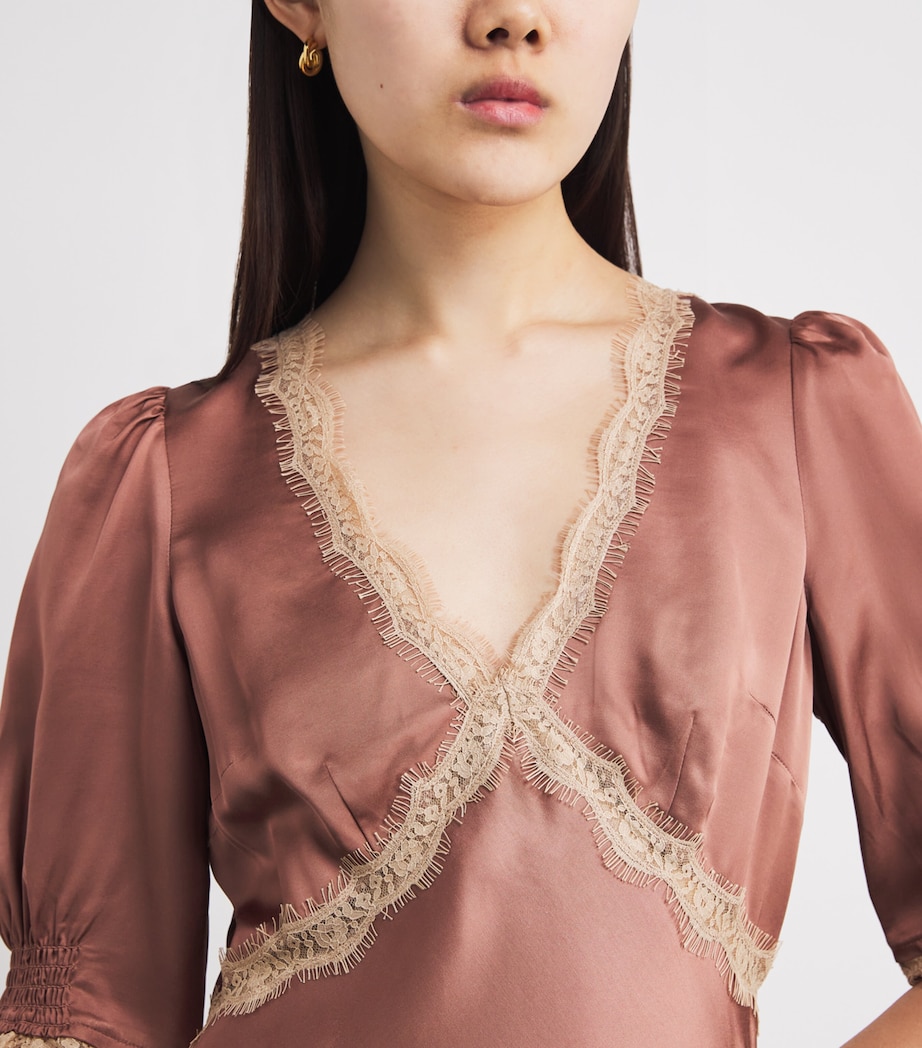 Lace-Trim Annina Midi Dress MOCHA Image 6