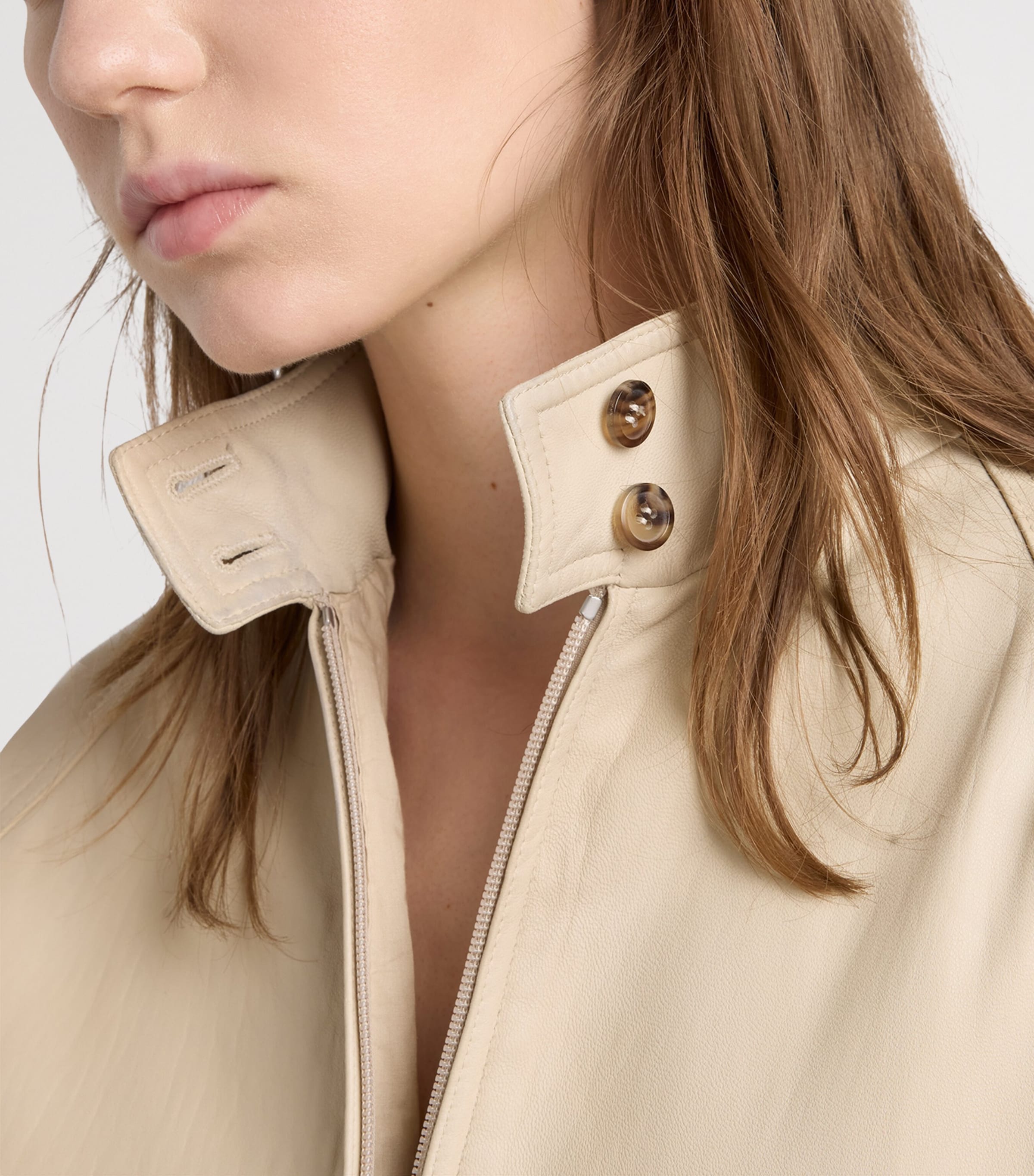 Prada Womens Nappa Leather Blouson Jacket Neutral Image 3