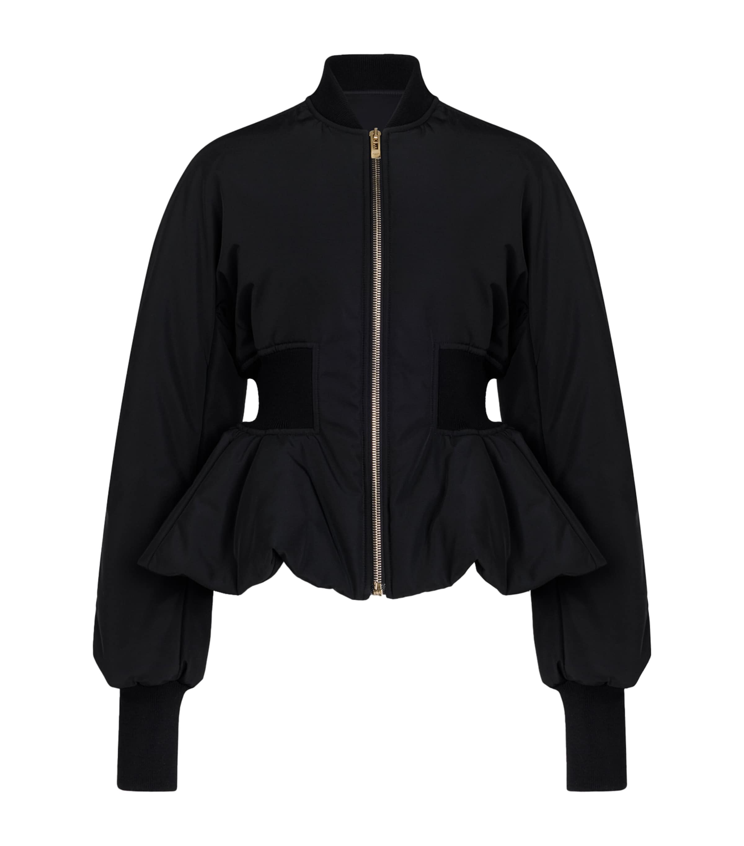Alaïa Womens Peplum Bomber Jacket Noir Image 1