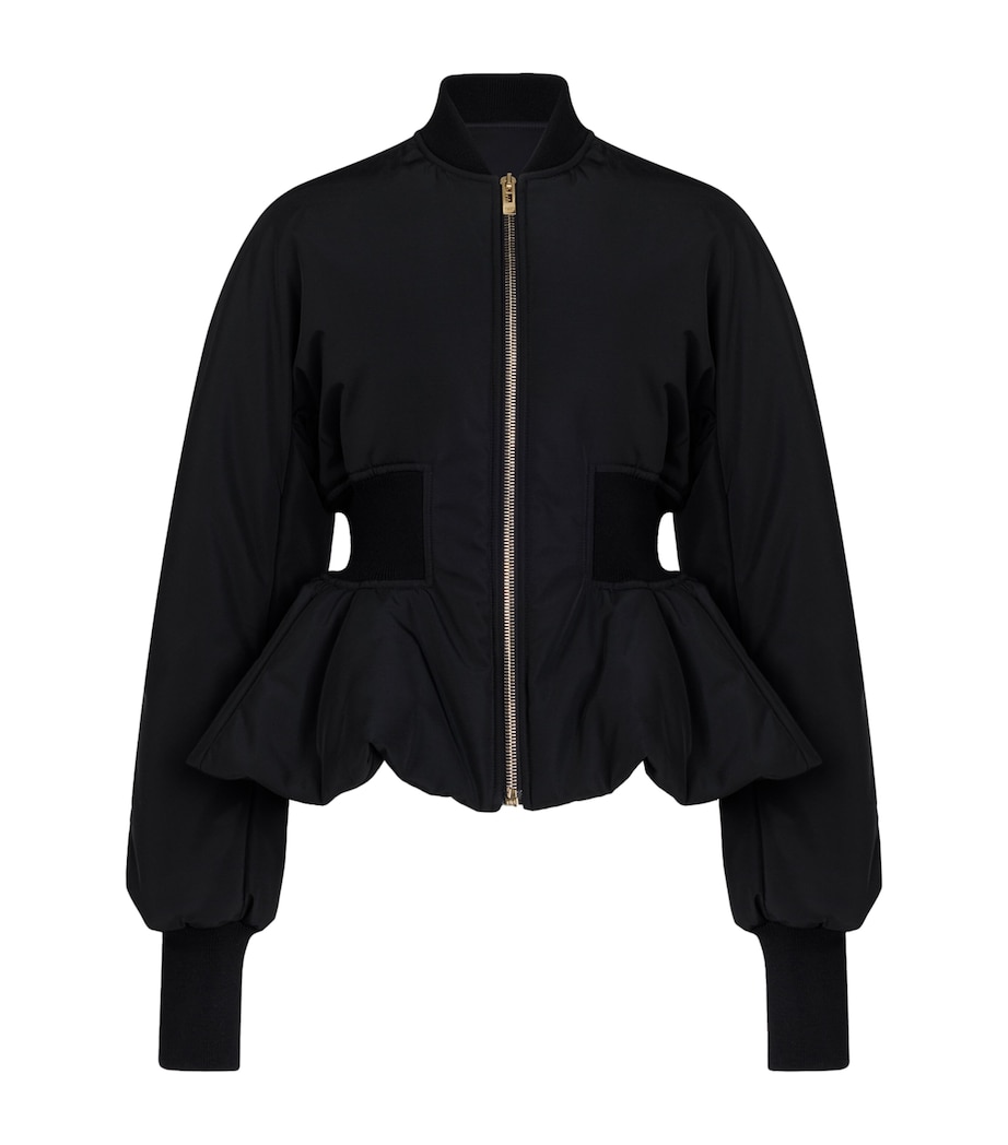 Alaïa Womens Peplum Bomber Jacket Noir Image 1