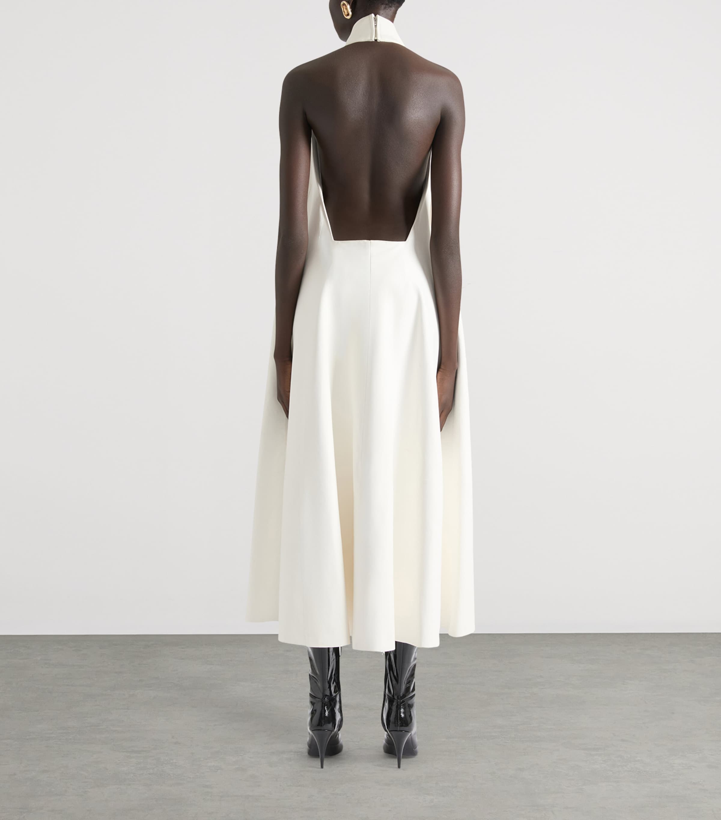Leather Halterneck Maxi Dress WHITE Image 3
