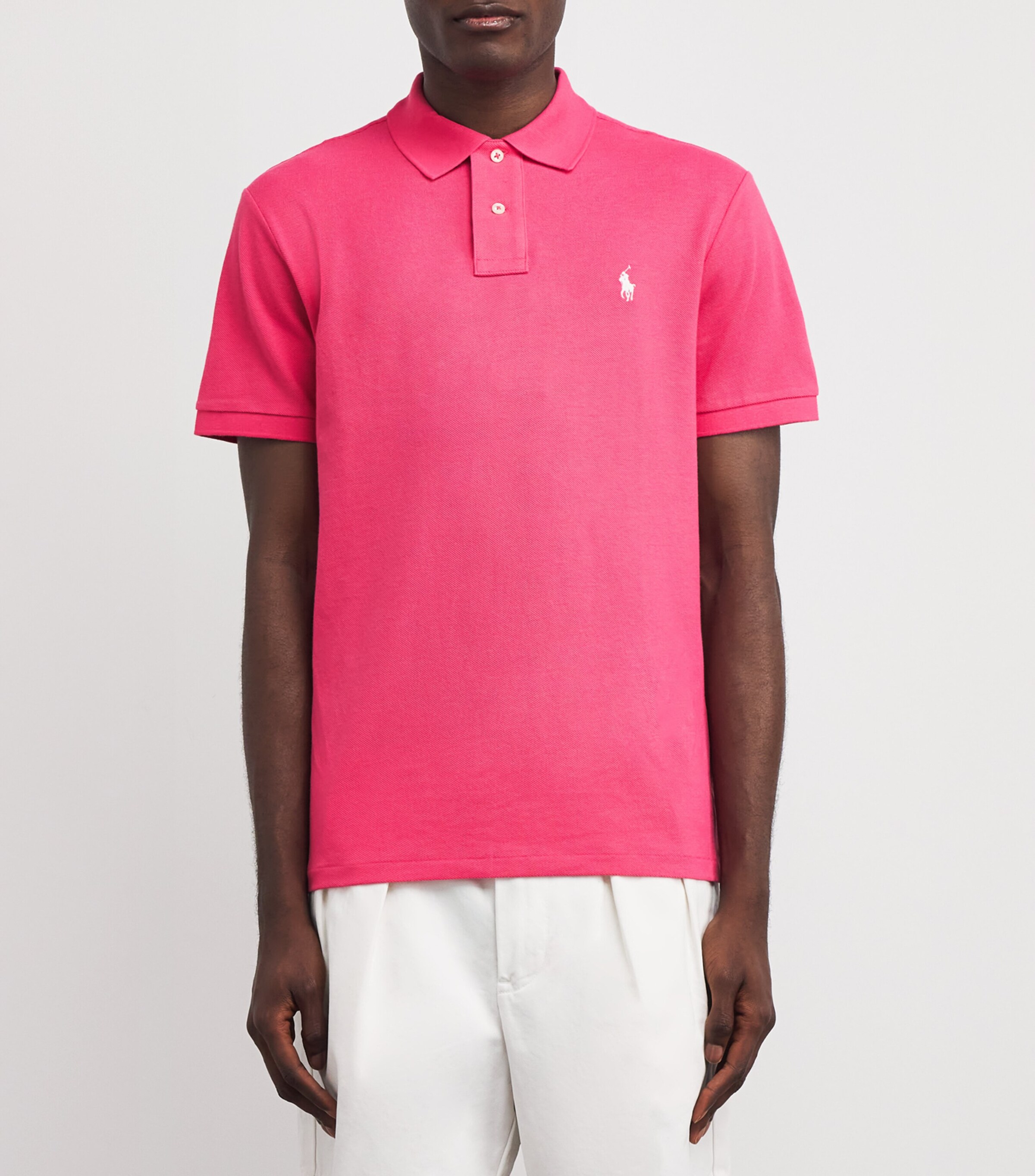 Polo Ralph Lauren Mens Cotton Mesh Custom-Fit Polo Shirt Hot Pink Image 3