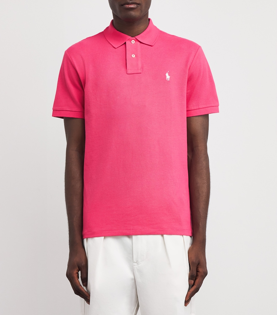 Polo Ralph Lauren Mens Cotton Mesh Custom-Fit Polo Shirt Hot Pink Image 3