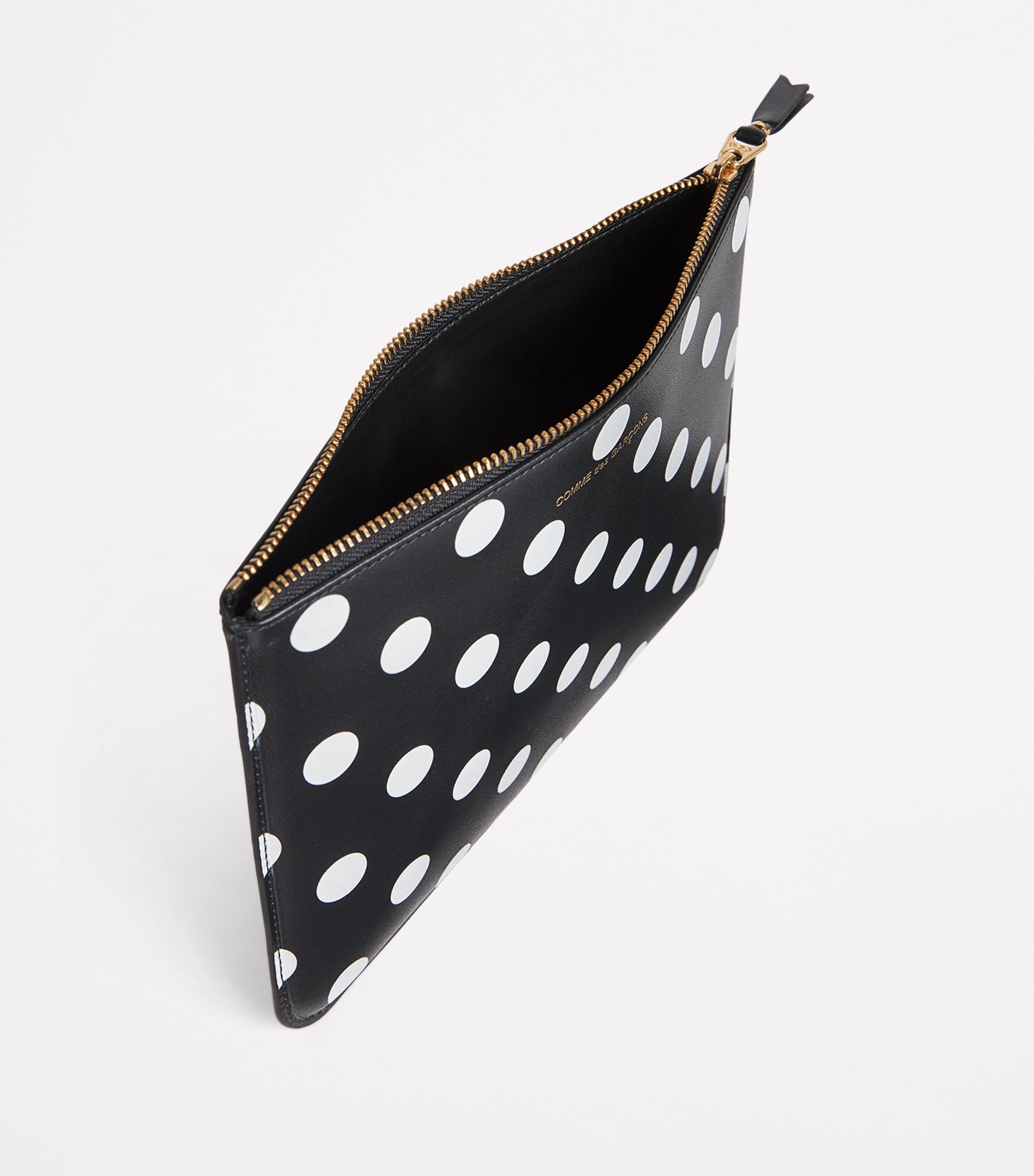 Large Leather Polka-Dot Zipped Pouch BLACK Image 3