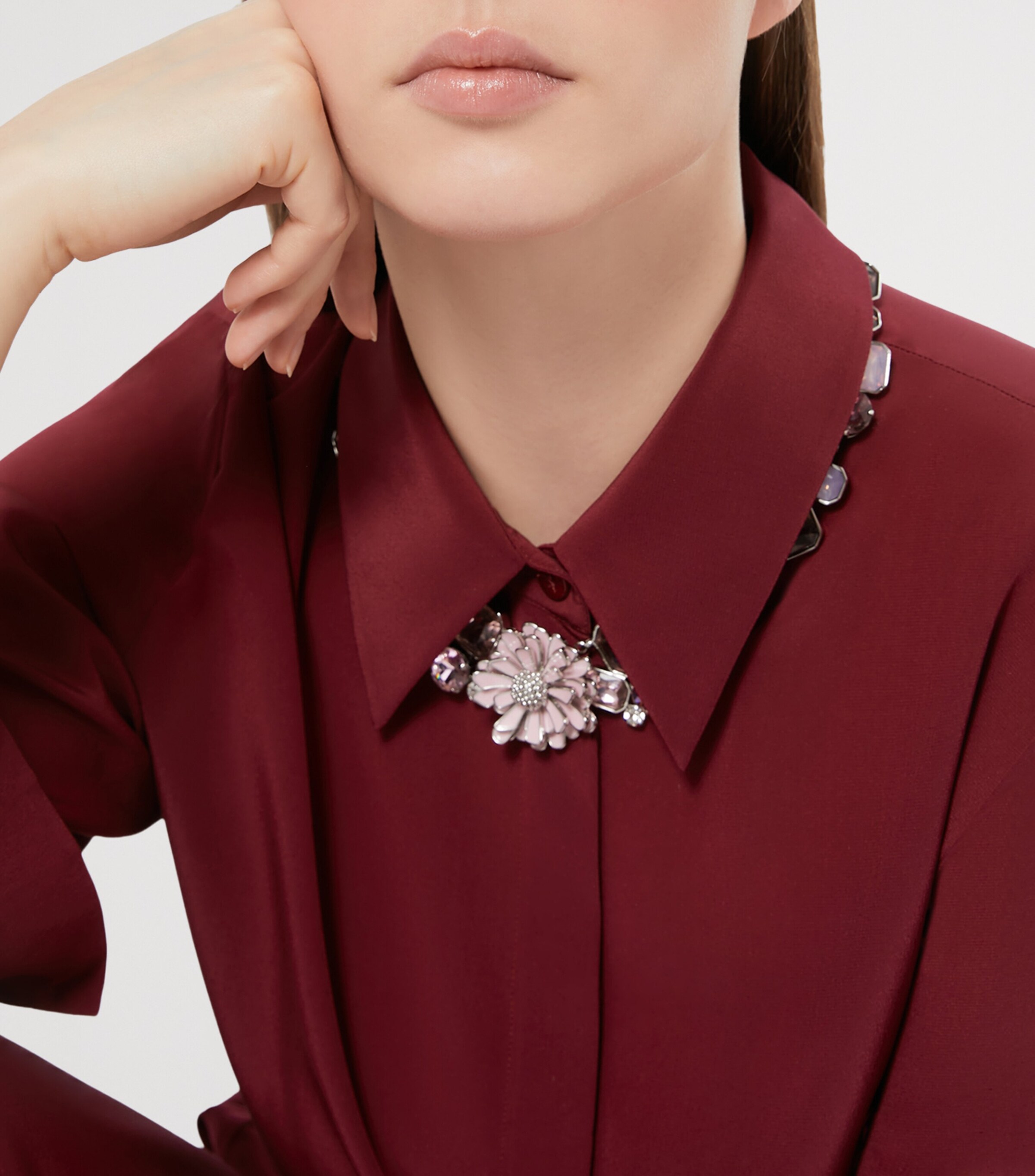 Silk Nuccia Shirt Midi Dress BORDEAUX Image 5