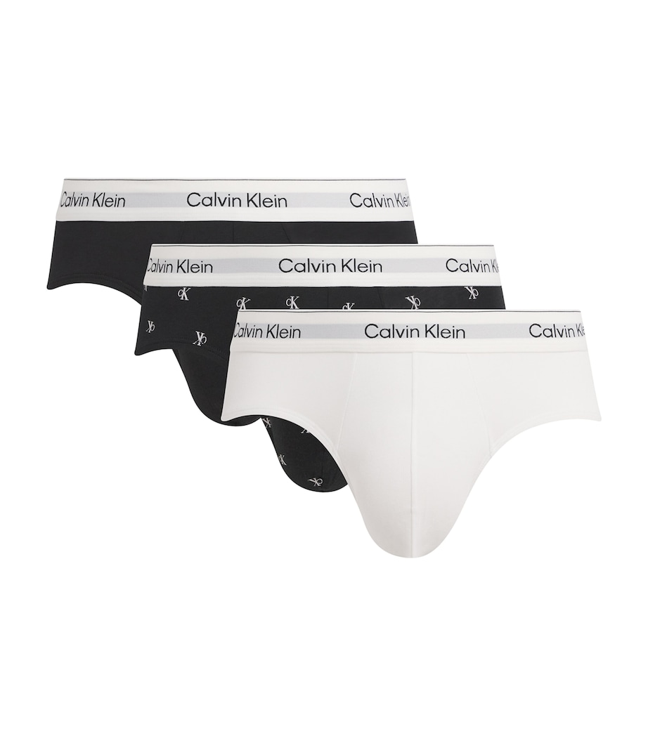 Calvin Klein Mens Cotton Stretch Icon Hip Briefs (Pack of 3) Multi Image 1