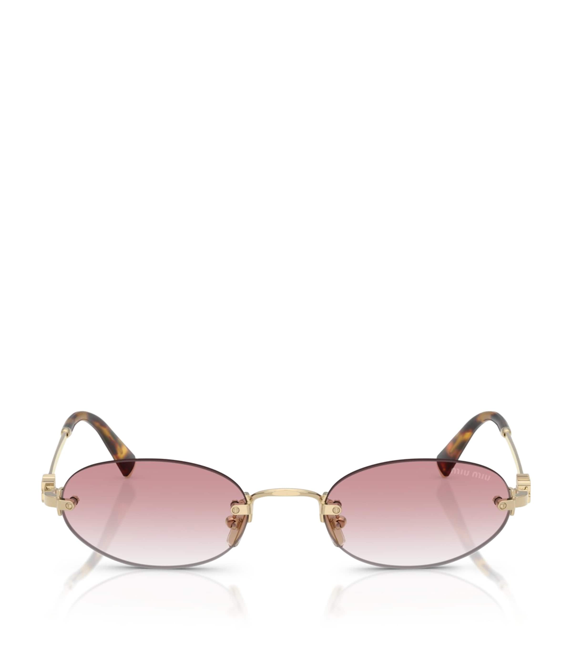 Miu Miu Womens Gold Mu A54s Oval-frame Metal Sunglasses In Gold