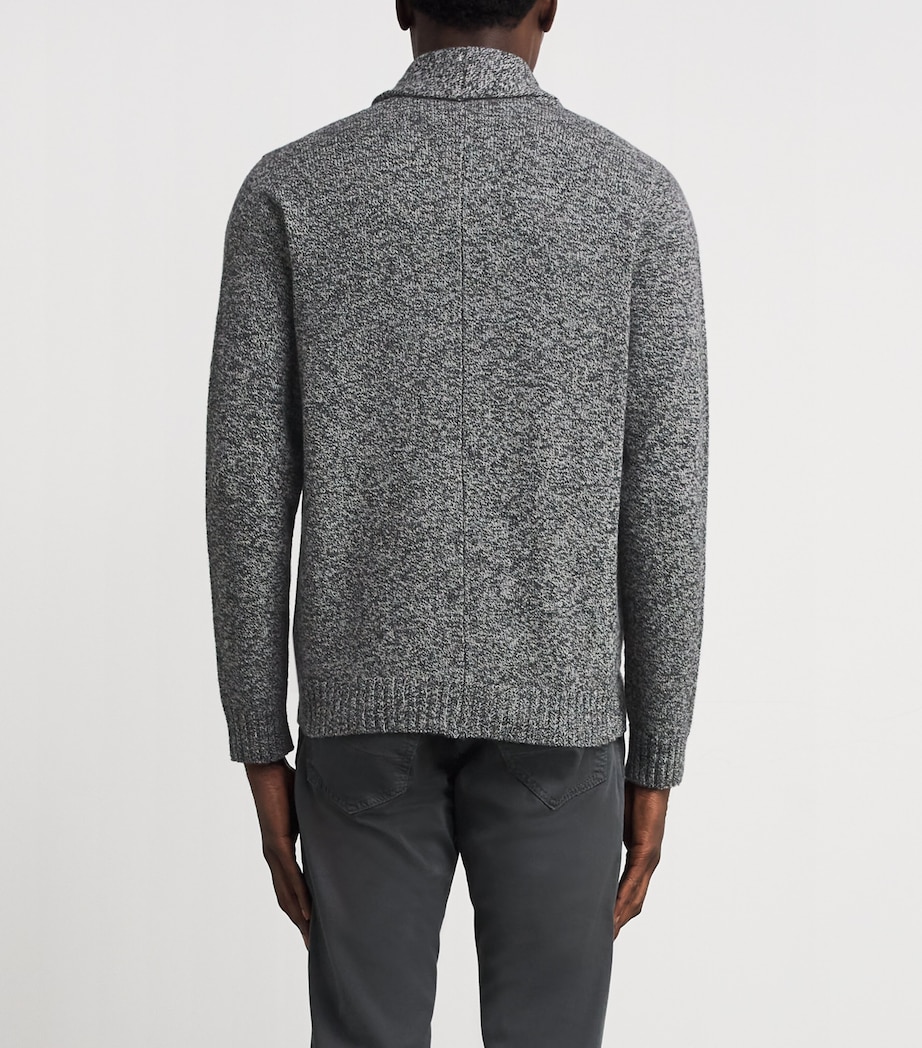 John Smedley Mens Eco Cashmere Shawl Collar Rockford Cardigan Monochrome Image 4
