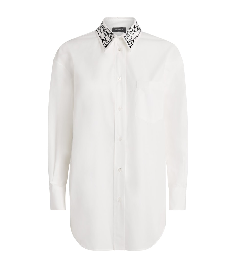 Fabiana Filippi Womens Cotton Embellished Shirt Bianco/blu Image 1