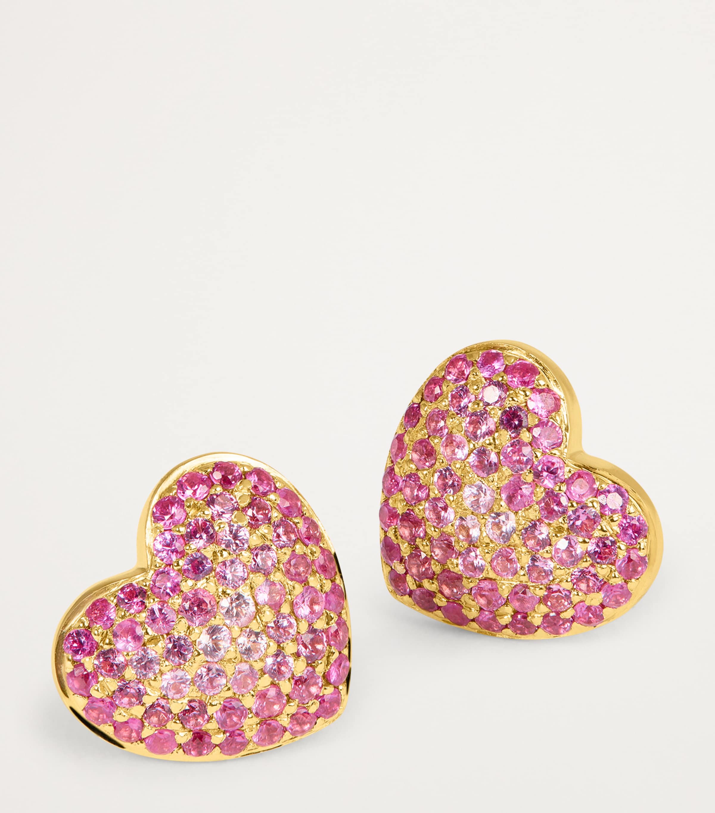 Yellow Gold and Pink Sapphire Heart Lucy Stud Earrings YELLOW GOLD Image 6