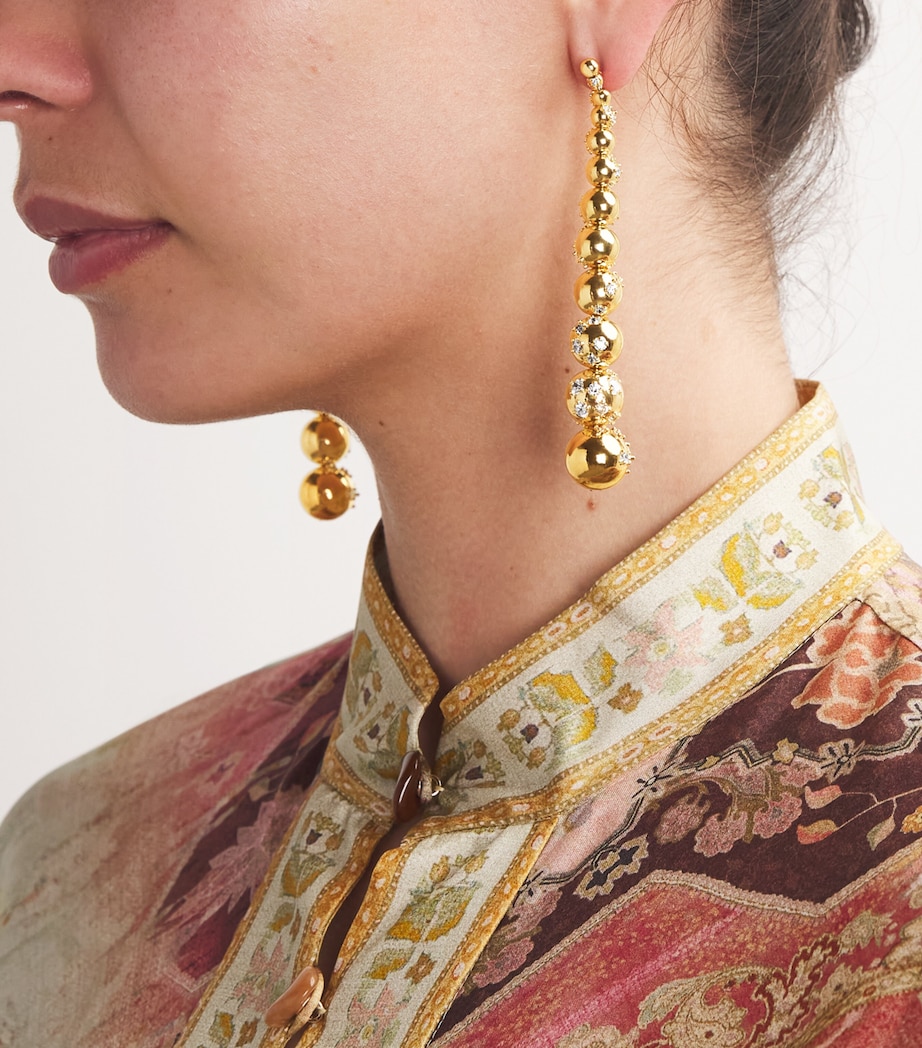 Gold-Plated Zircon Nova Long Earrings GOLD Image 2
