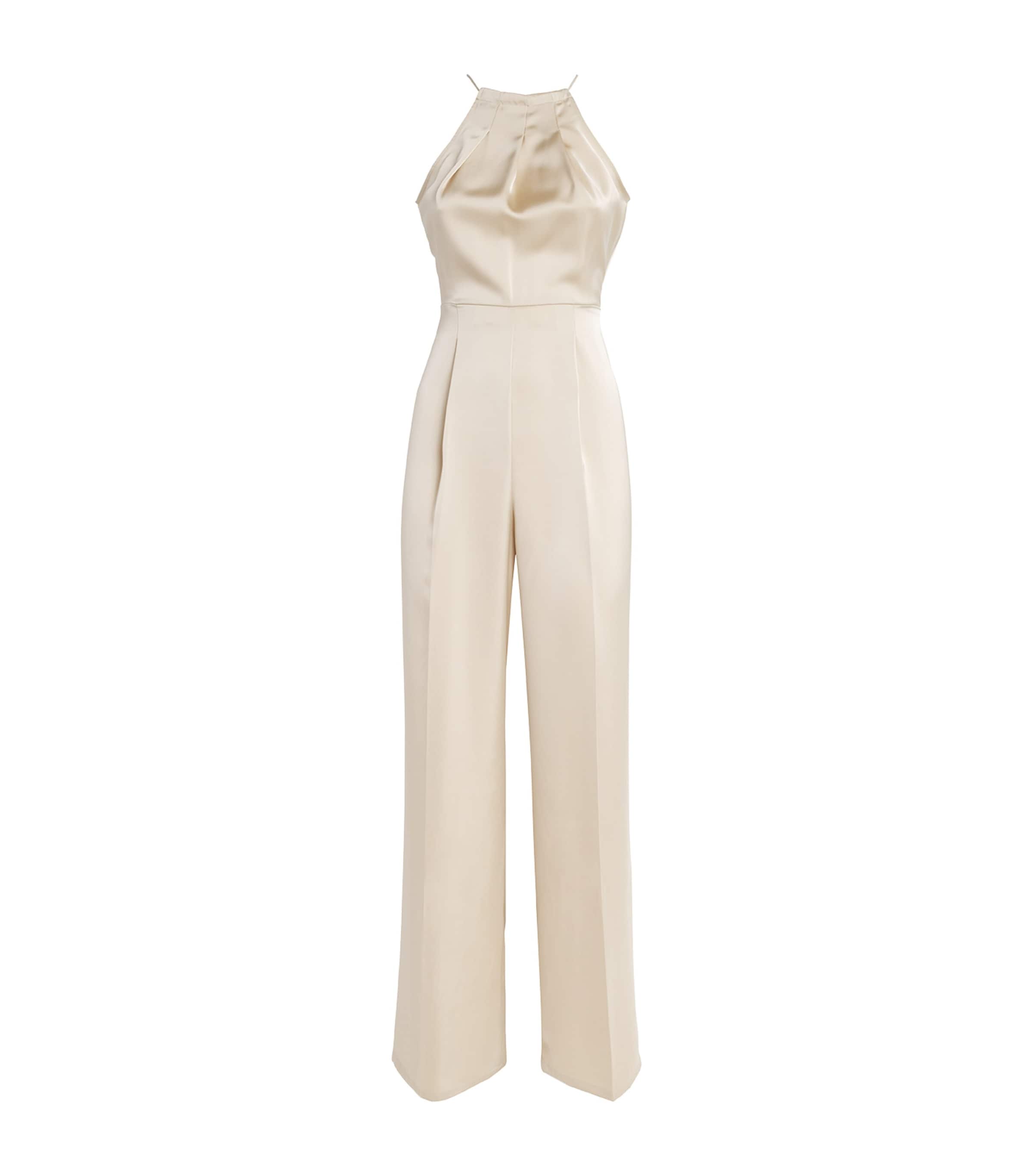 Max & Co Satin Halterneck Jumpsuit In White