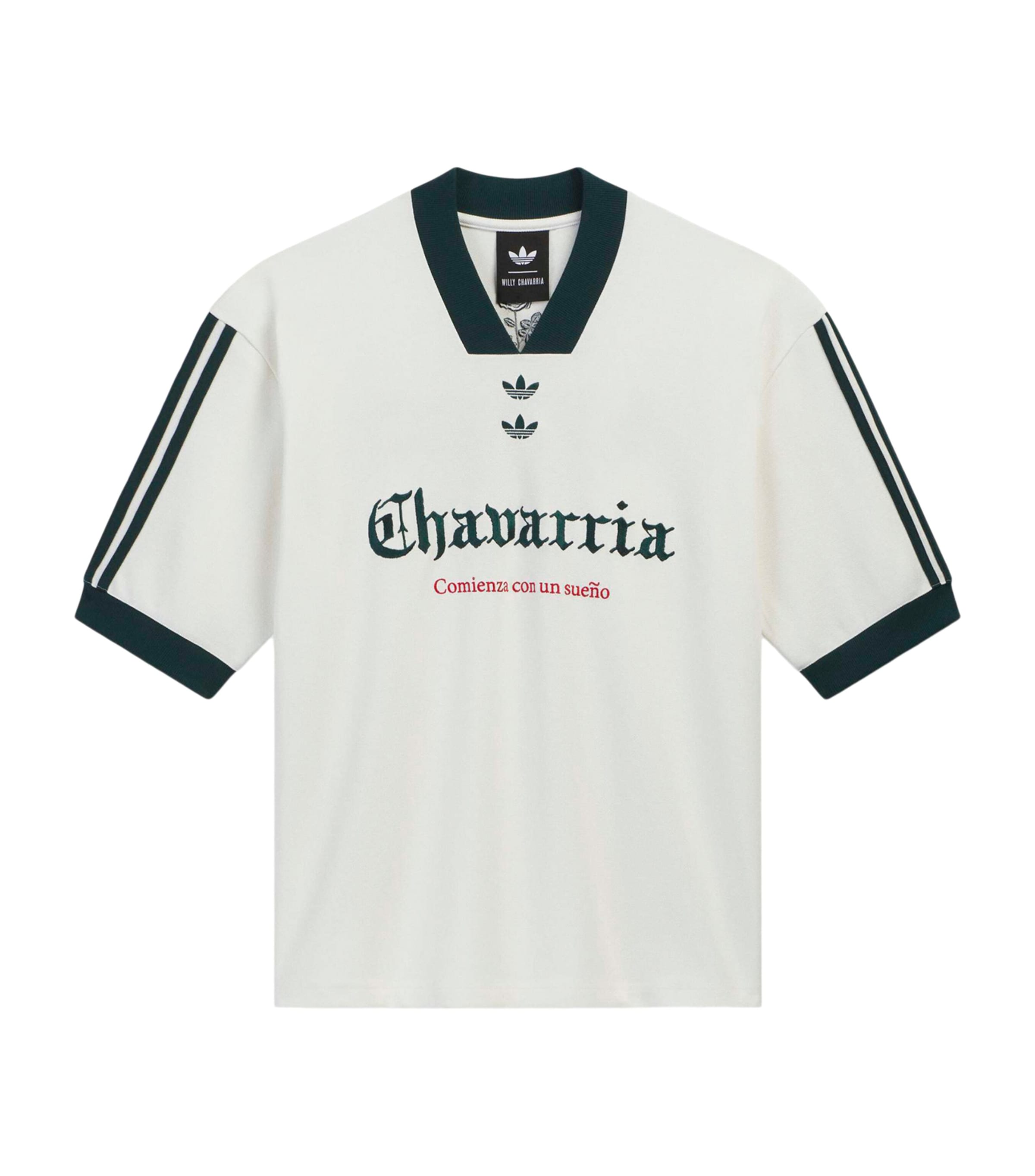 Willy Chavarria Mens x adidas Originals Soccer T-Shirt Off White Image 1