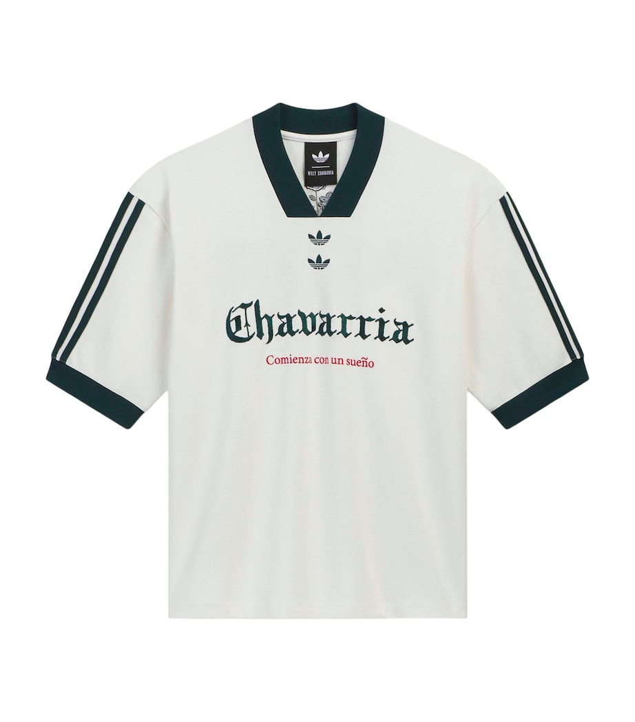 Willy Chavarria Mens x adidas Originals Soccer T-Shirt Off White Image 1