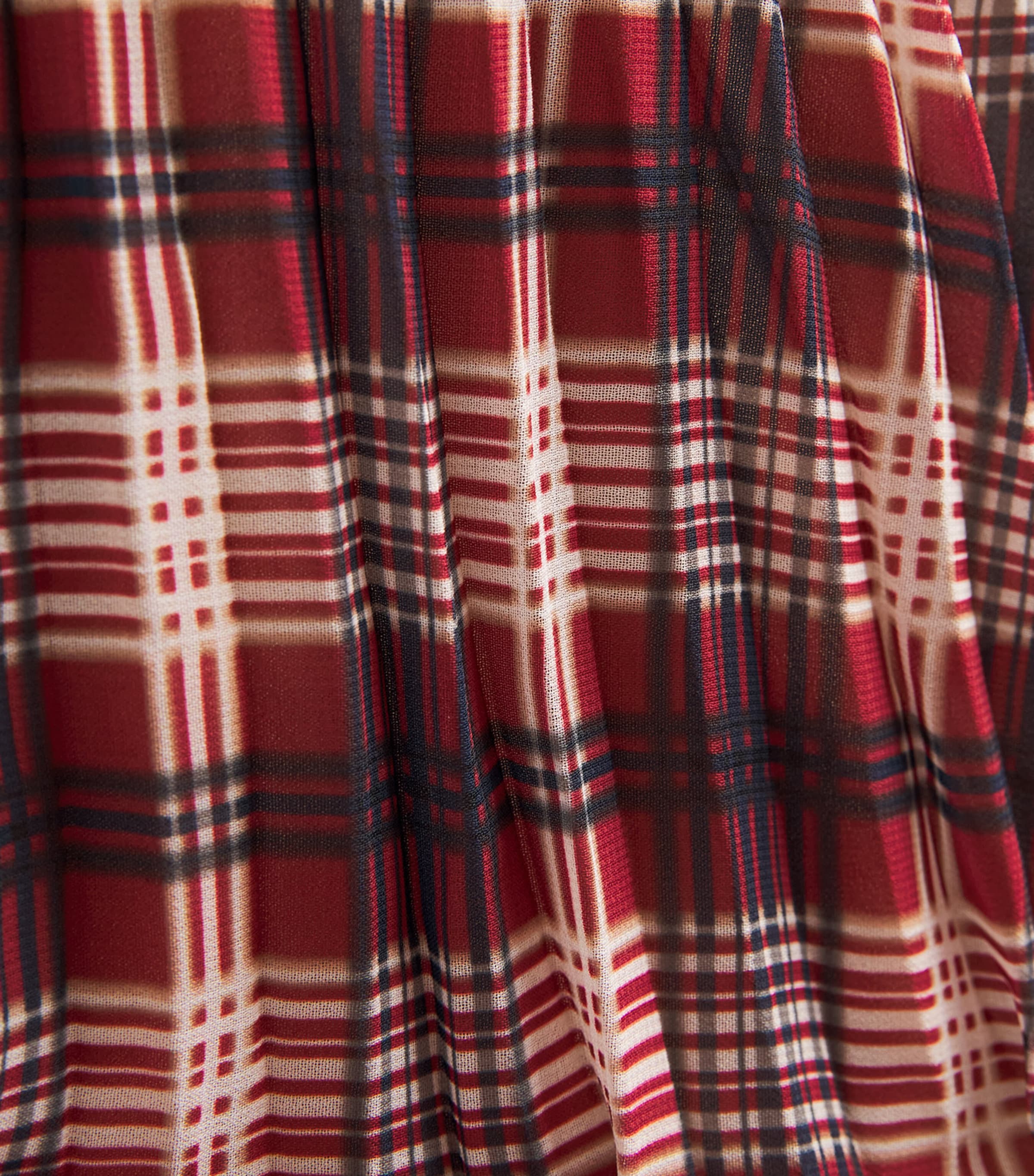 Self-Portrait Womens Chiffon Checked Midi Dress Burgundy Image 6