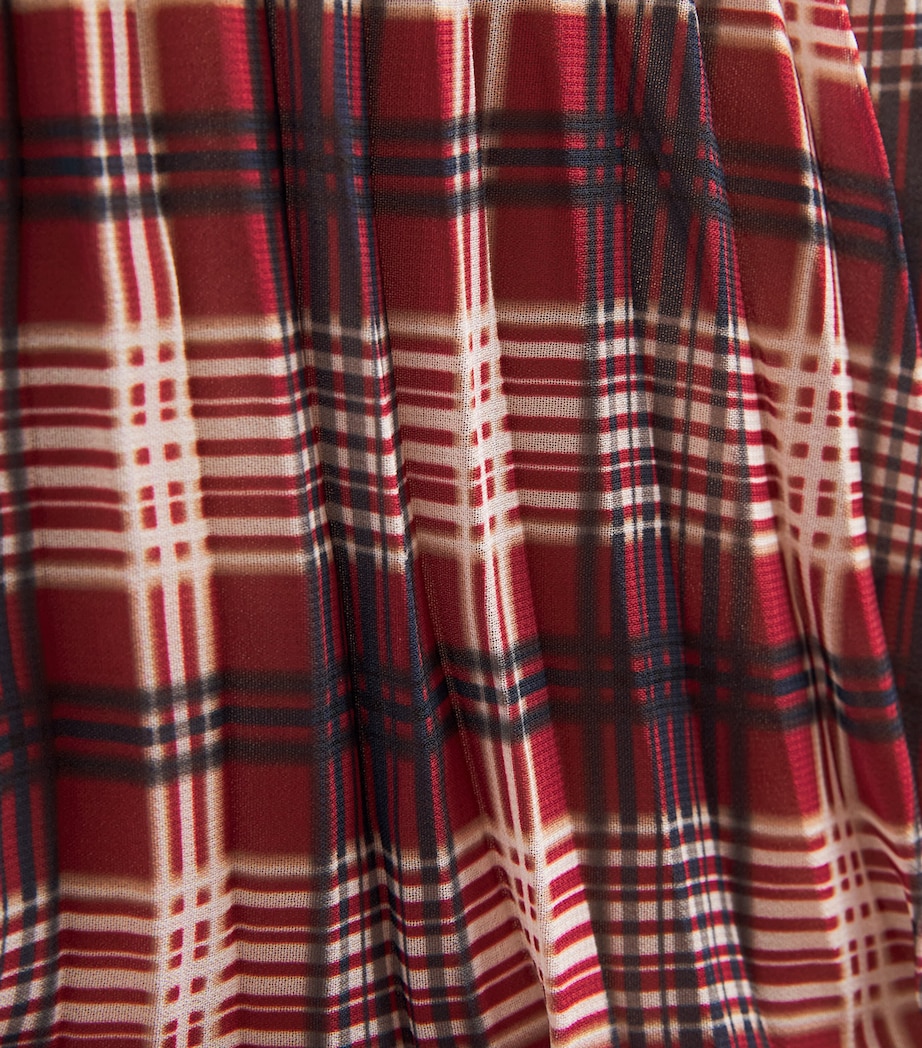 Self-Portrait Womens Chiffon Checked Midi Dress Burgundy Image 6