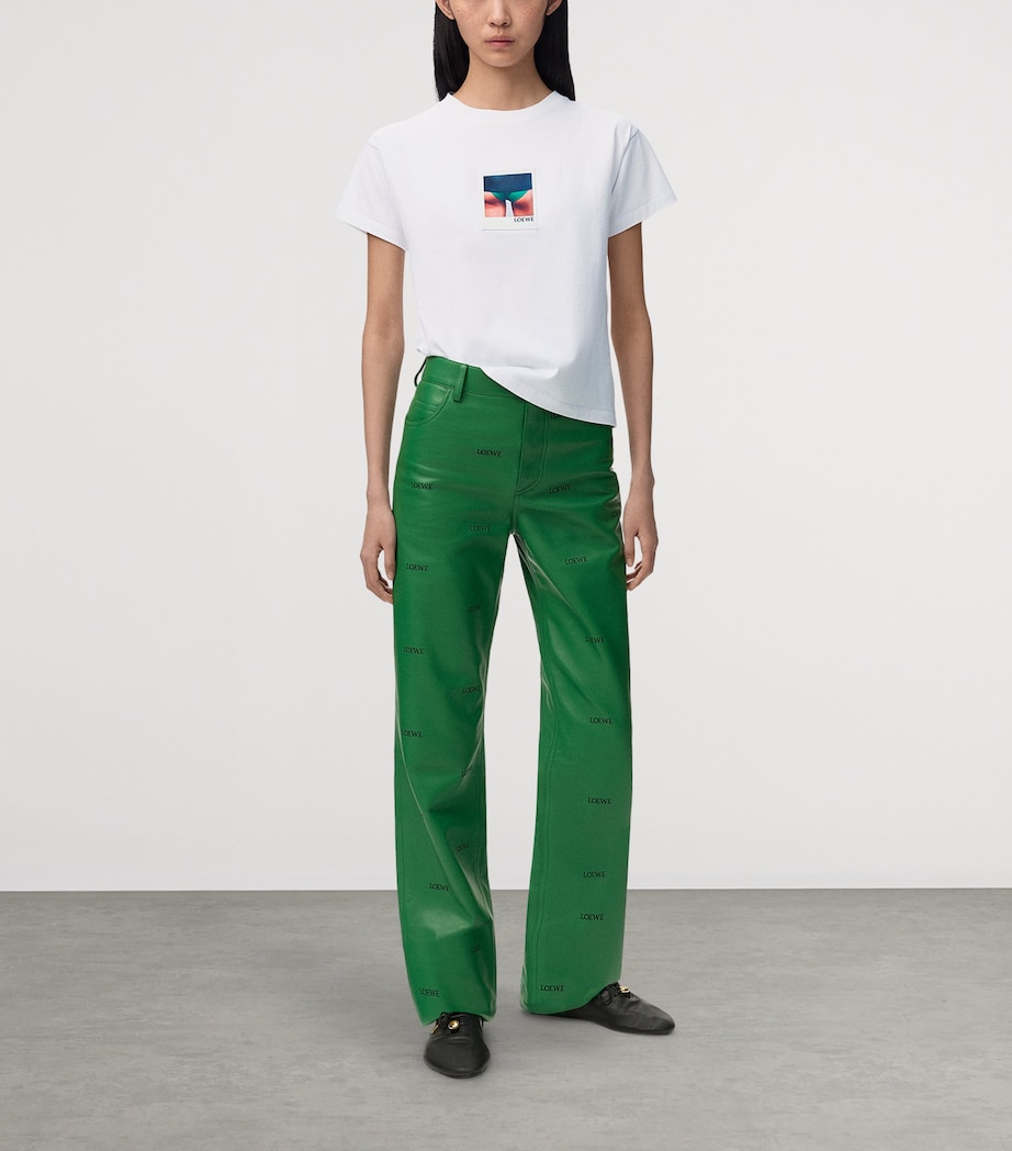 LOEWE Womens Stretch-Cotton Polaroid T-Shirt White Image 2