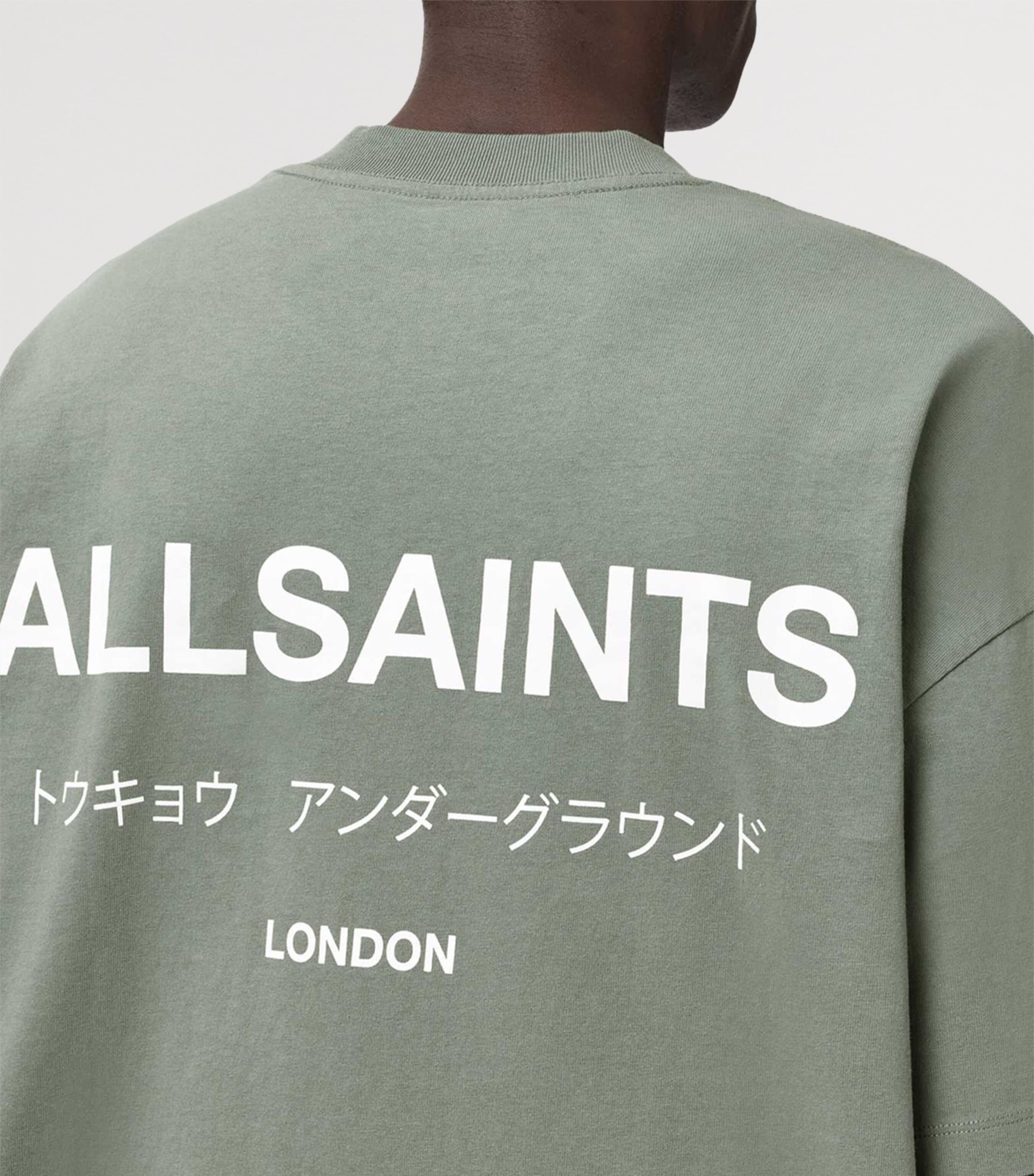 AllSaints Mens Organic Cotton Underground T-Shirt Spring Green Image 5