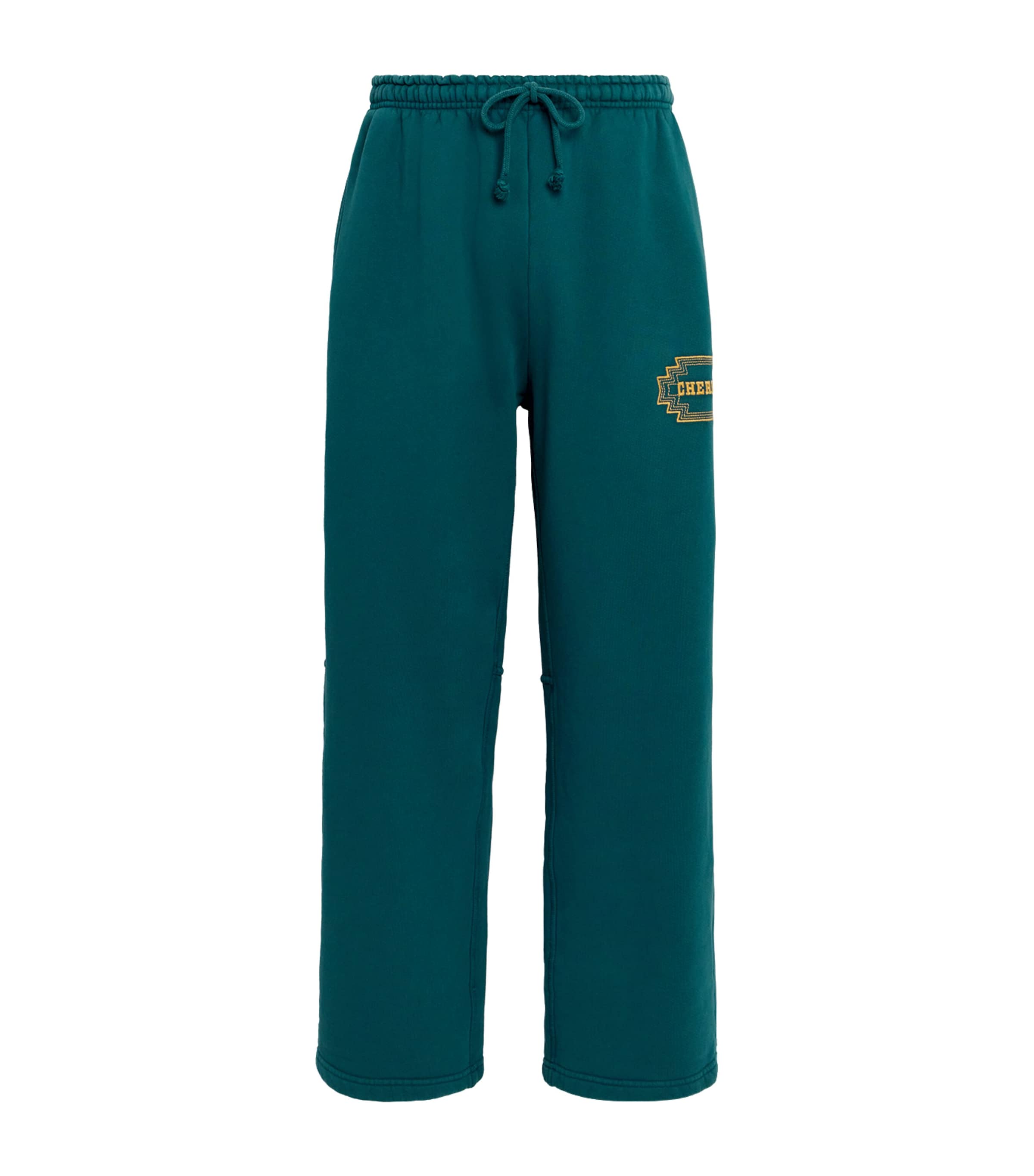 Cherry Los Angeles Cotton Navajo Embroidery Parachute Sweatpants In Green