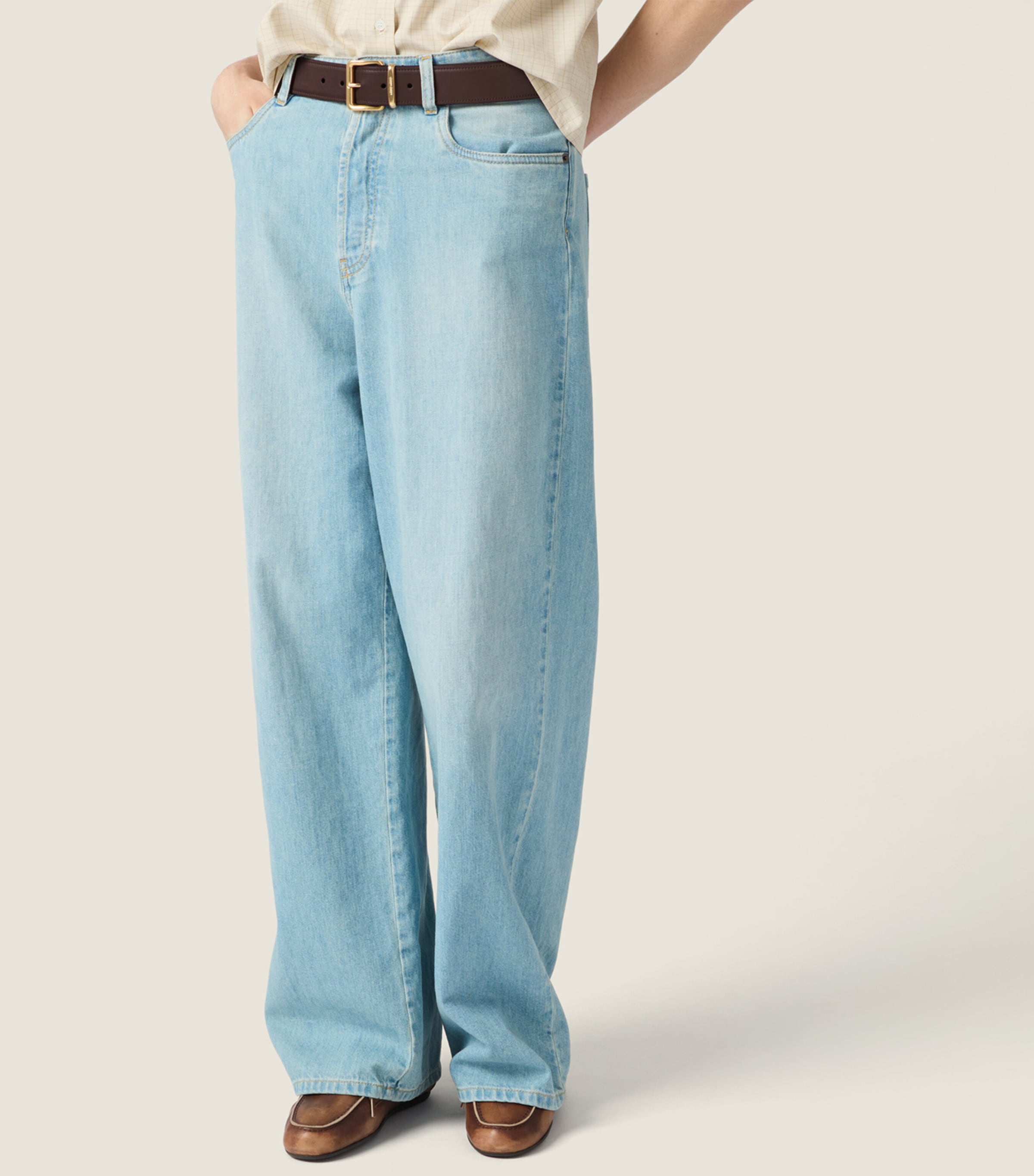 Miu Miu Womens Stonewashed Wide-Leg Jeans Image 4