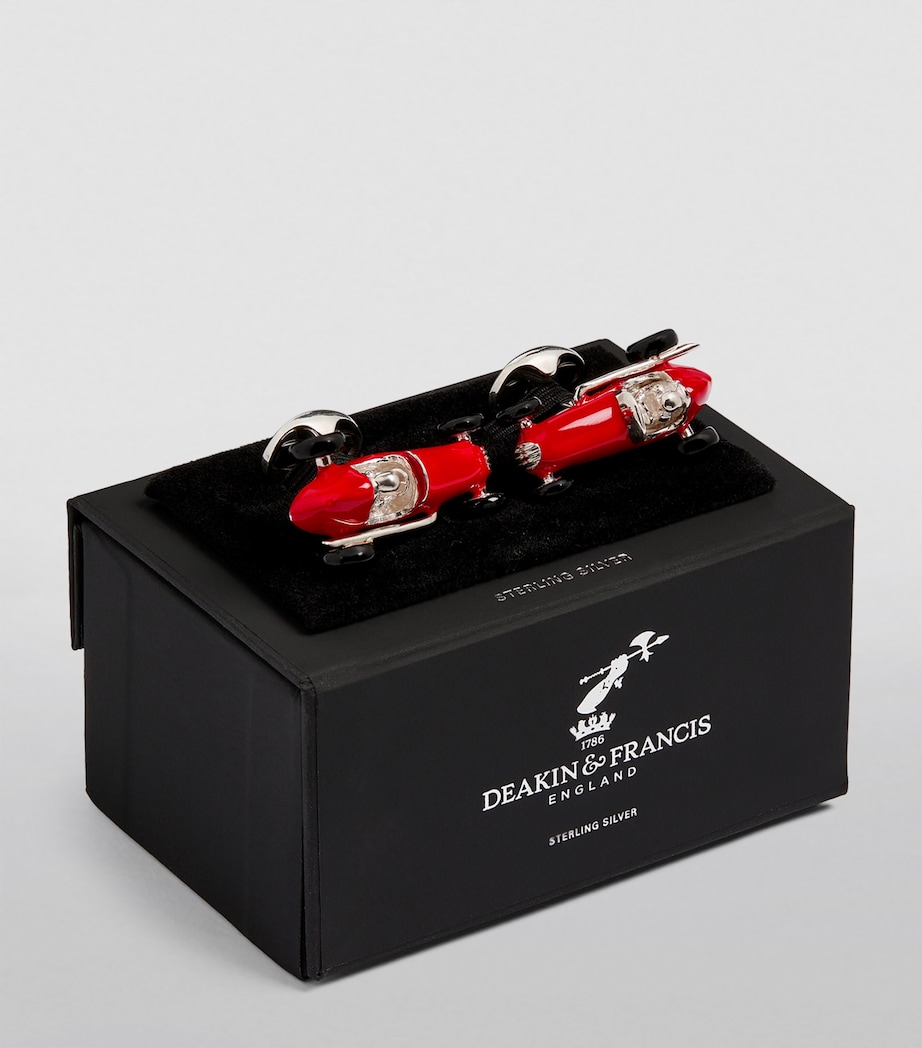 Sterling Silver Racing Car Cufflinks RED Image 2
