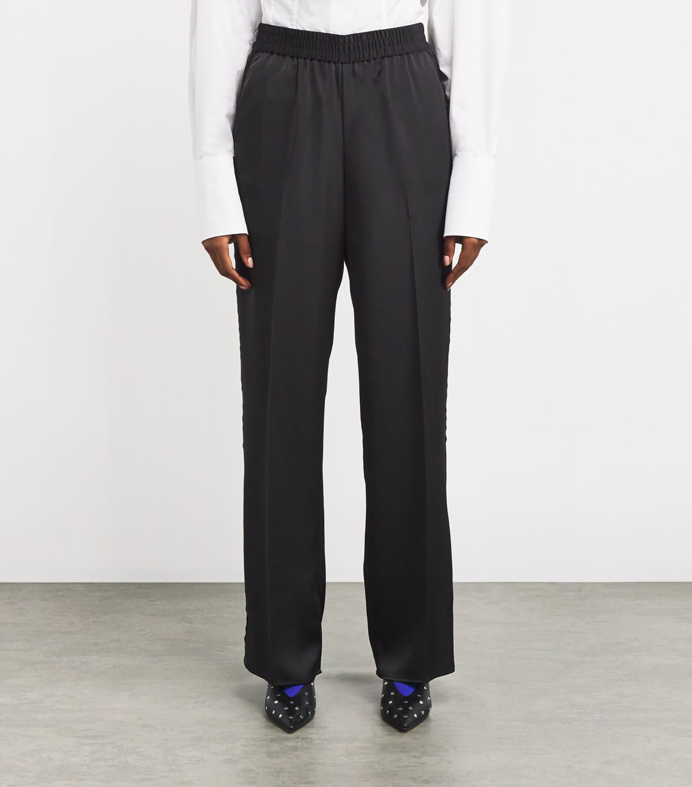MAX&Co. Womens Satin Tuxedo Straight Trousers Black Image 3