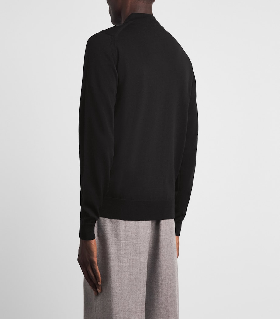 John Smedley Mens Extra Fine Merino Wool Maclean Cardigan Faulkner Brown Image 5