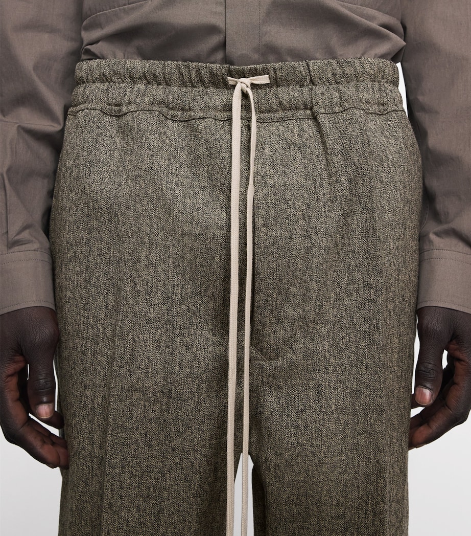 Rick Owens Mens Cotton-Wool Drawstring Trousers Black Melange Image 3
