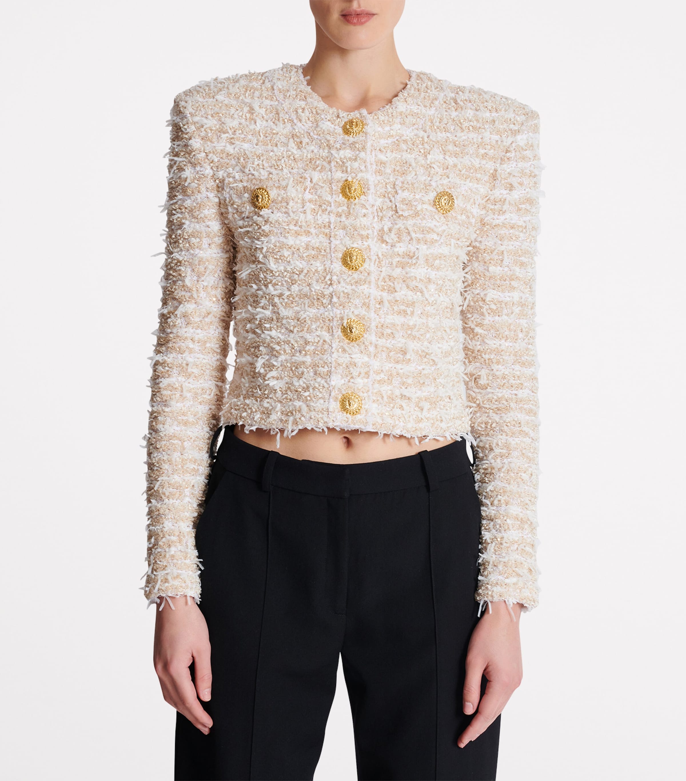 Cropped Tweed Jacket GAD BLANC/OR Image 4