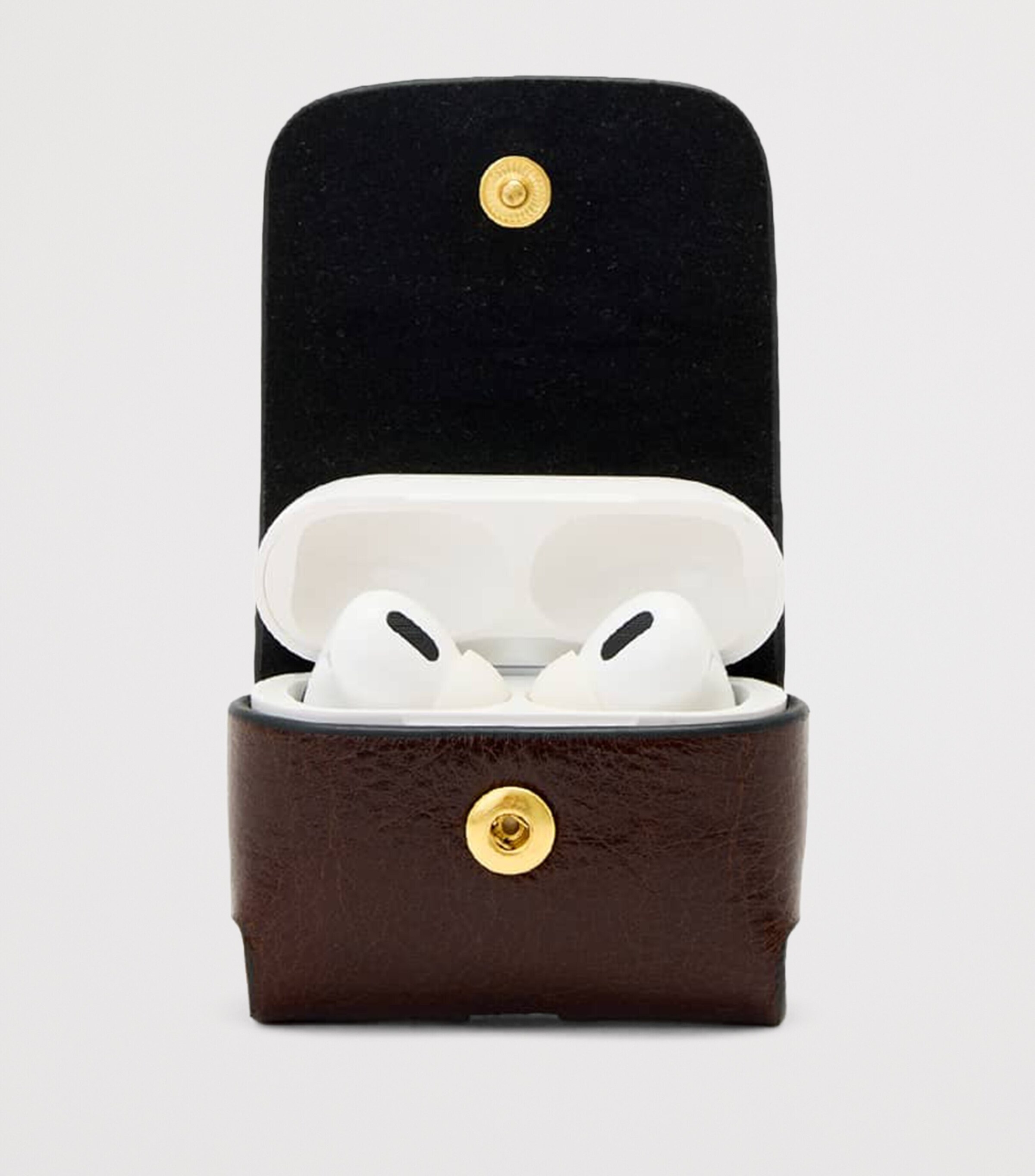 AllSaints Leather Hex AirPods Case Cognac Brown Image 2