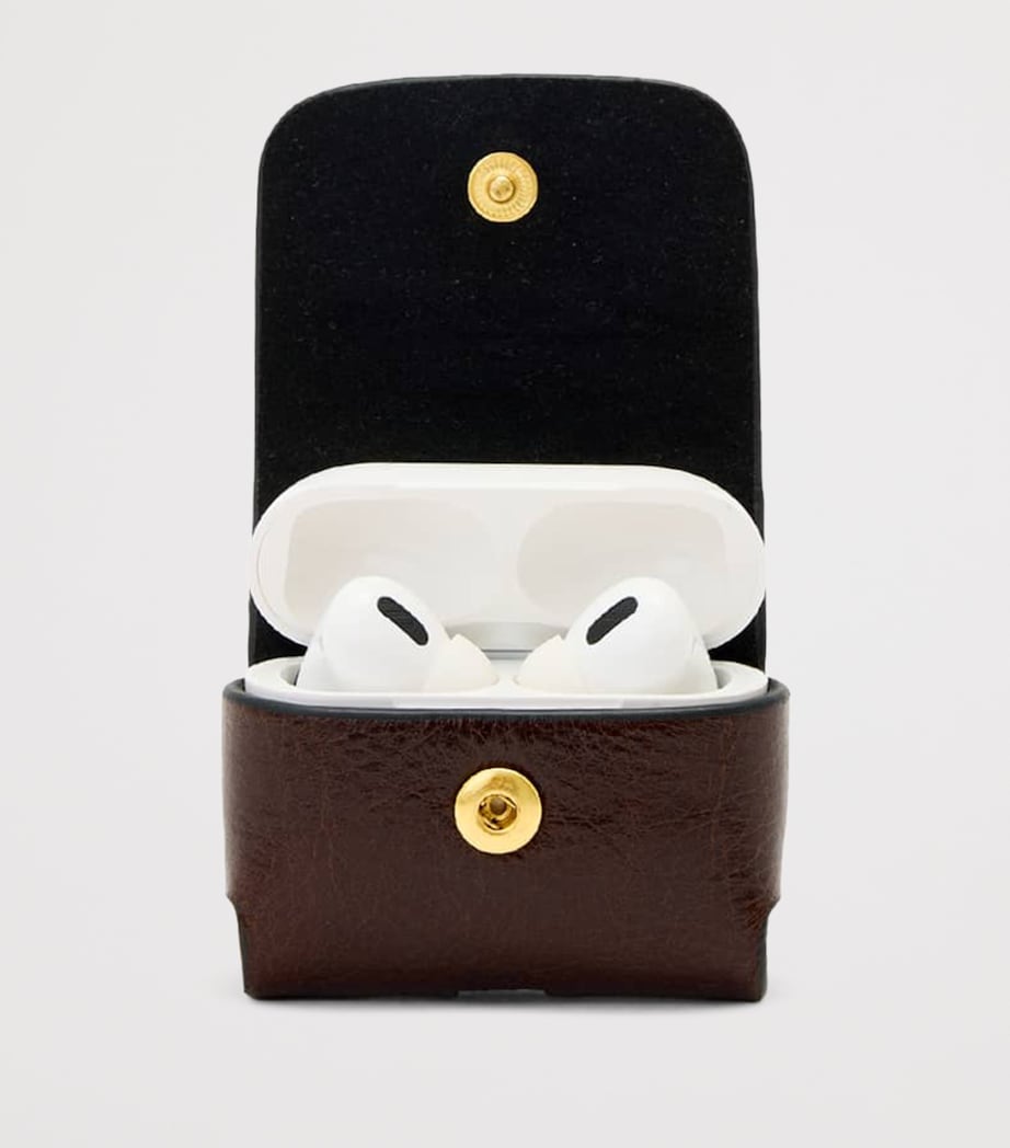 AllSaints Leather Hex AirPods Case Cognac Brown Image 2