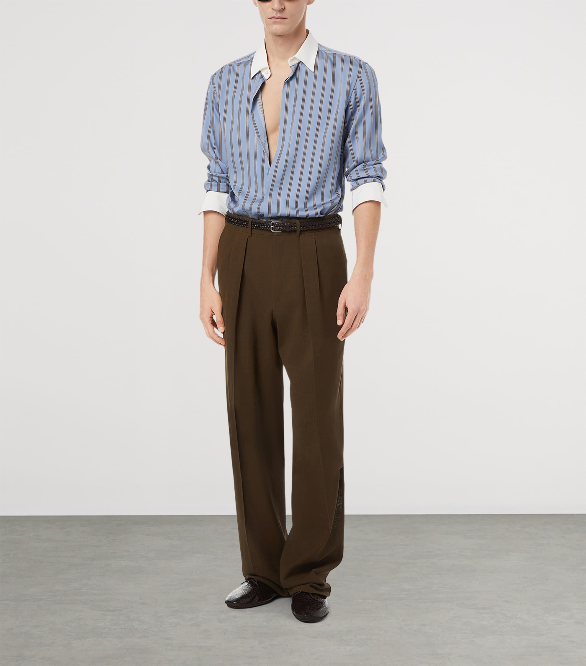 TOM FORD Mens Silk Regent Stripe Shirt Uub Image 2