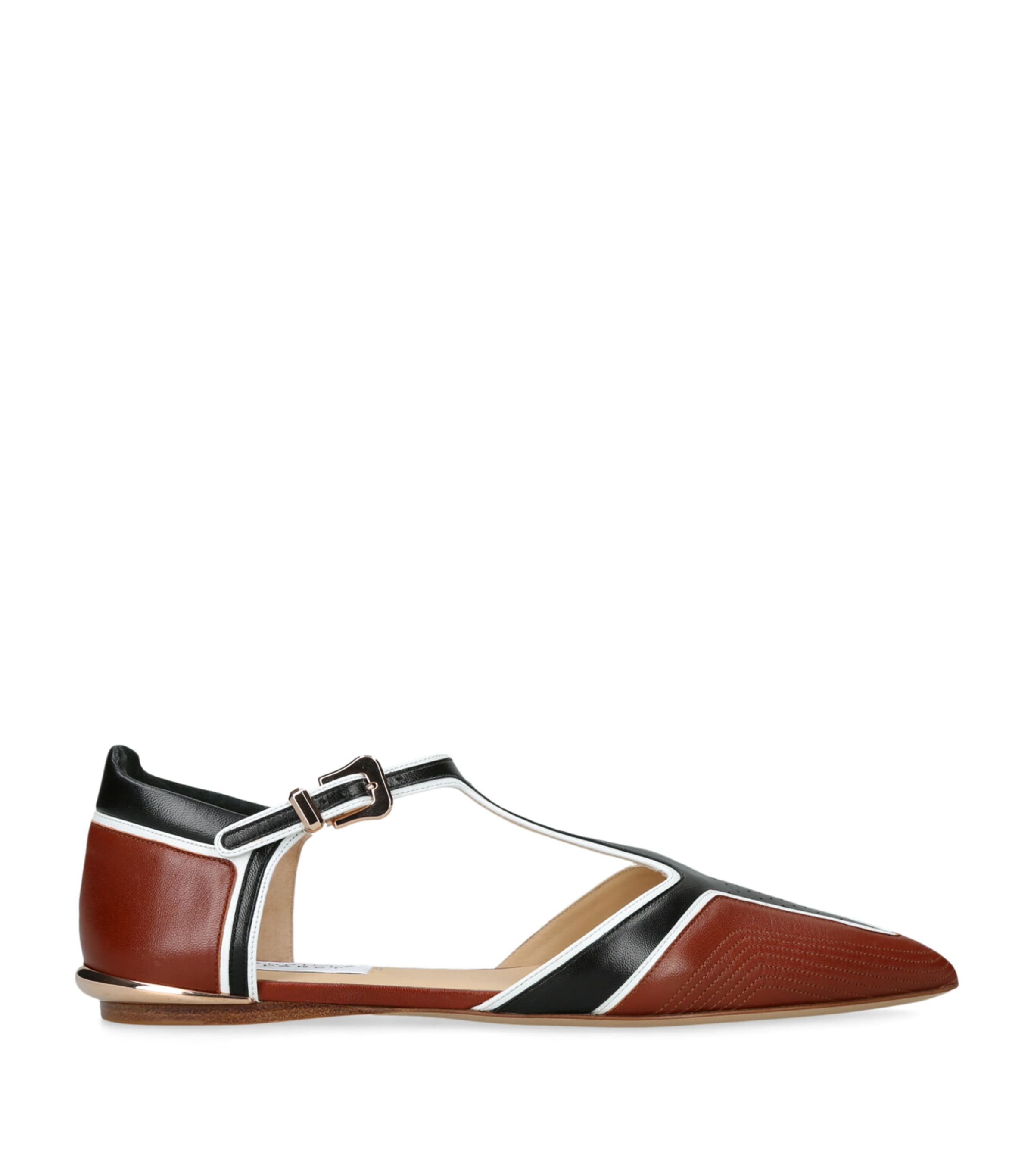 Gabriela Hearst Leather Leya T-Bar Ballet Flats Tan Image 1